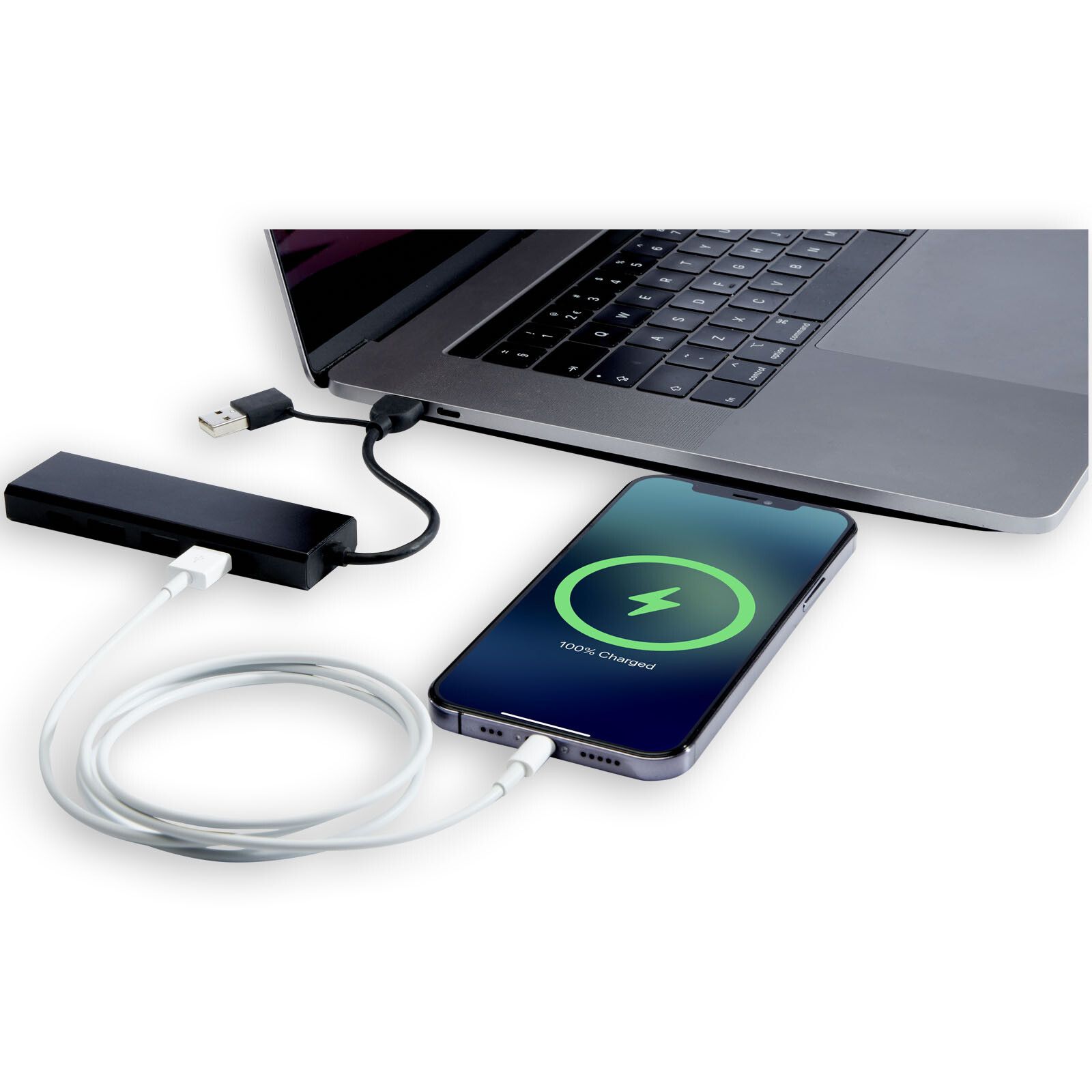 Rise USB 2.0 Hub aus recyceltem RCS Aluminium - schwarz-764