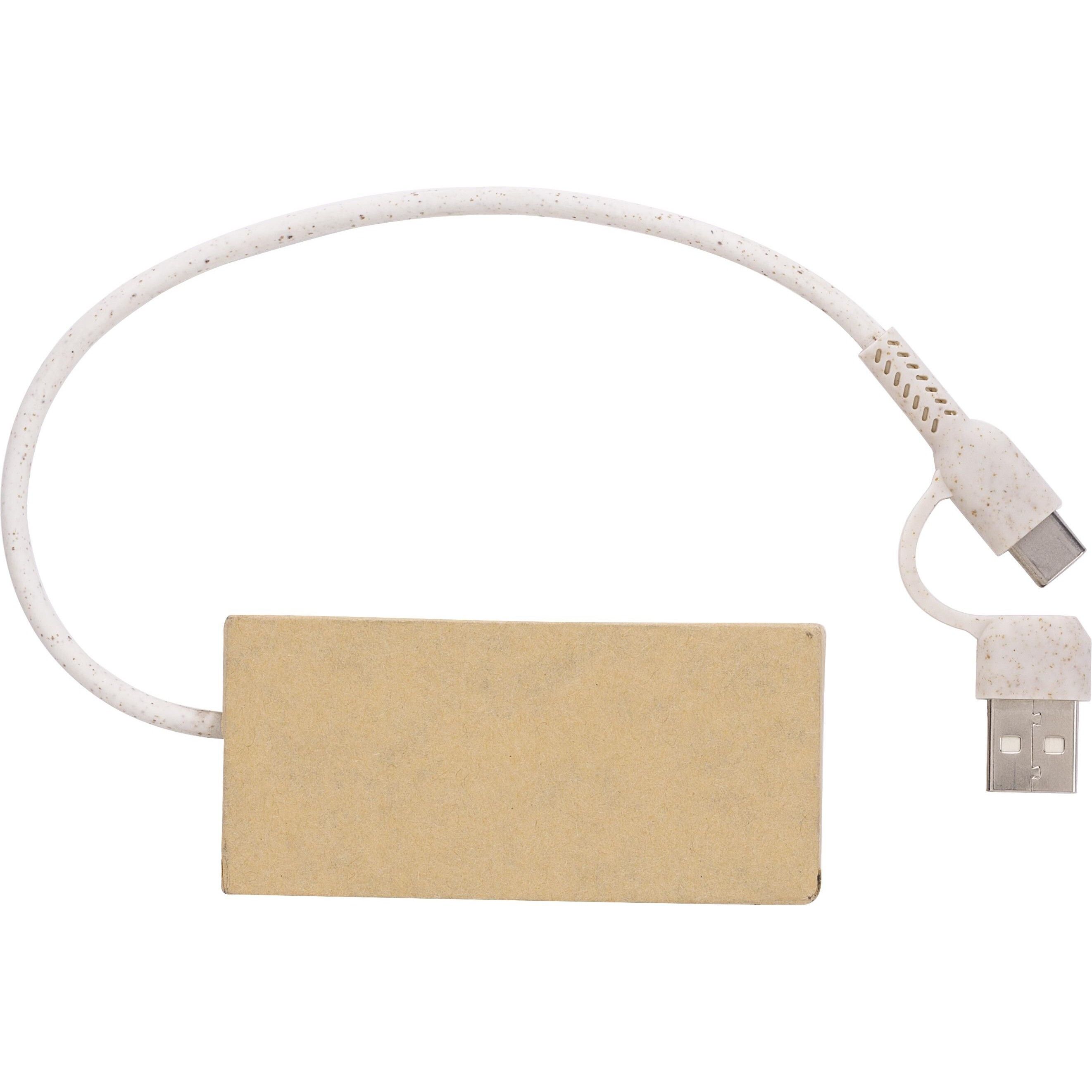 USB-Hub aus Aluminium und recyceltem Papier Paulo - braun-716