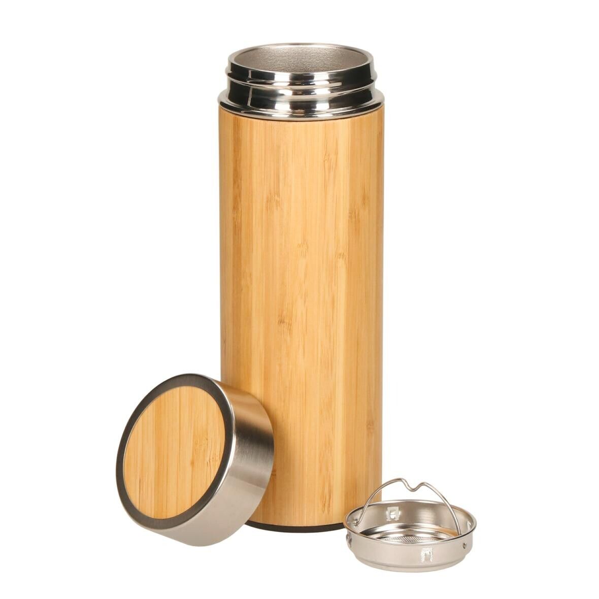 Vakuum Flasche Bambus, small 350 ml - braun-755