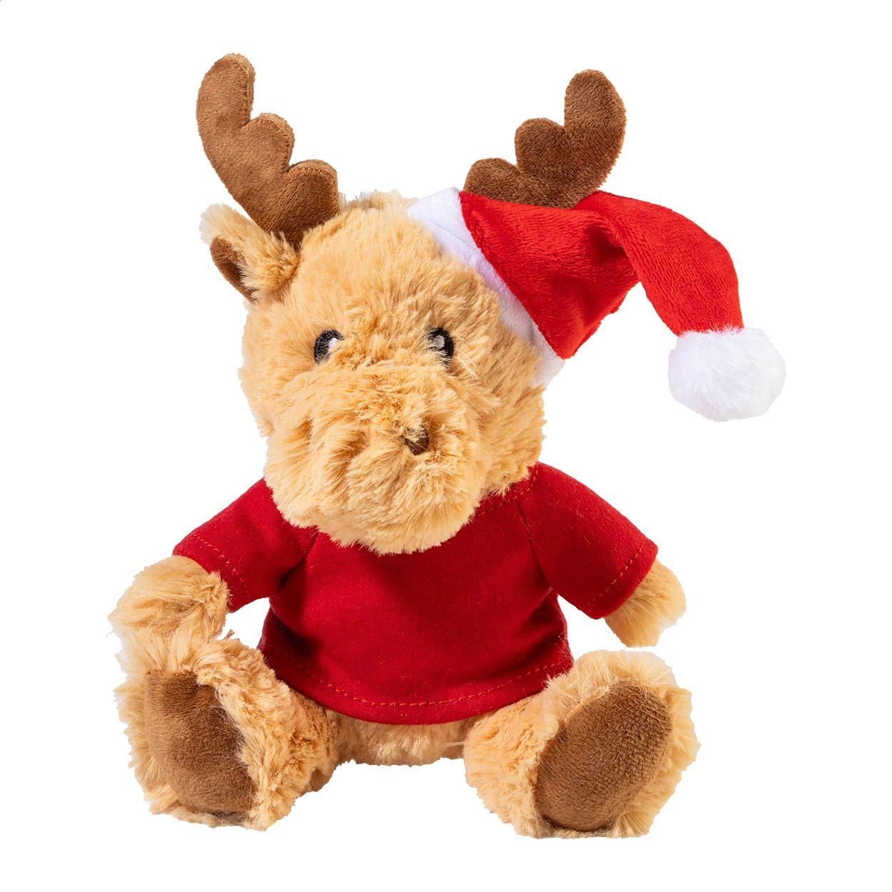 Mjukren RPET Plüsch-Weihnachtsrentier - natur - rot-360