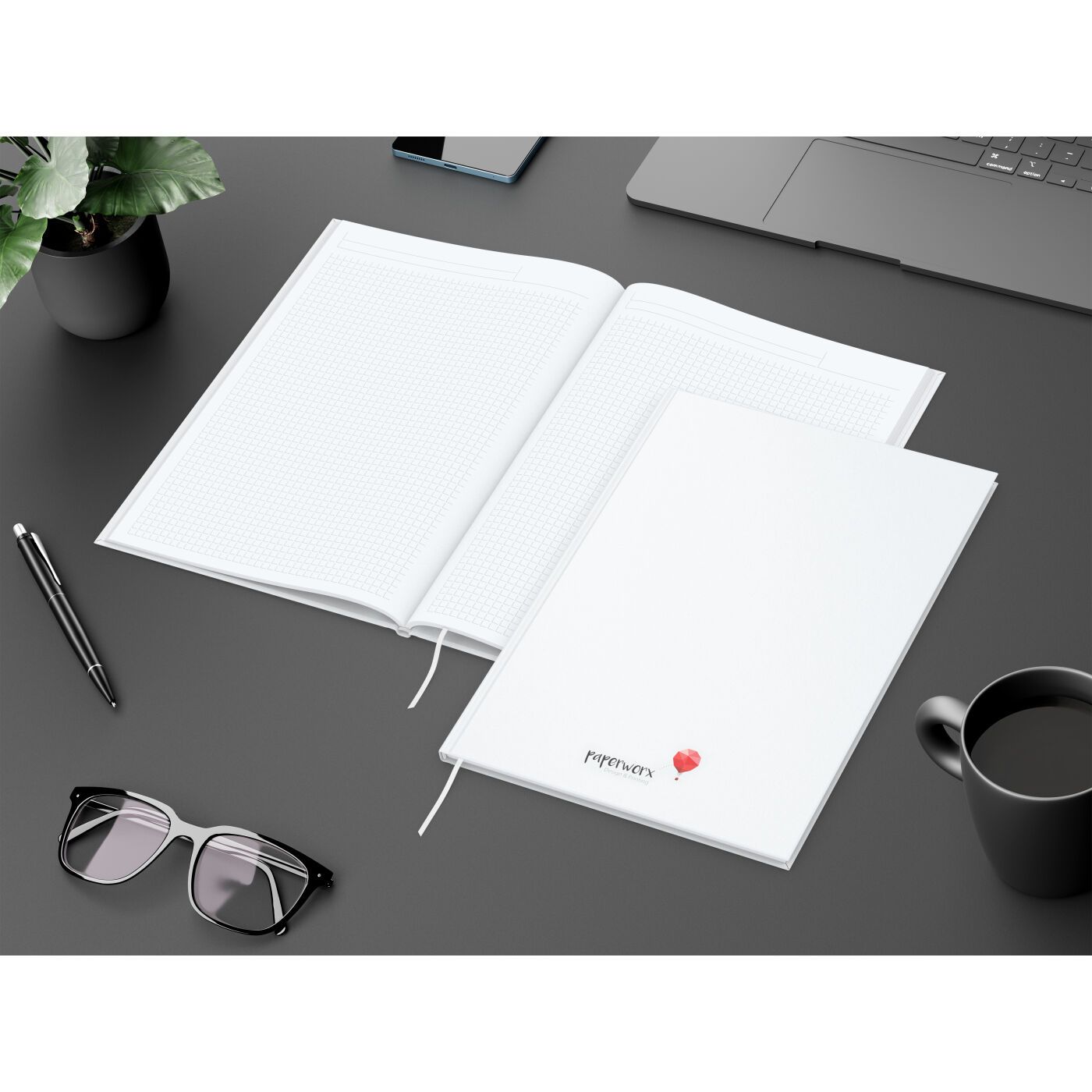Notizbuch Memo-Book, A4, Winkelkaro, weiß-745