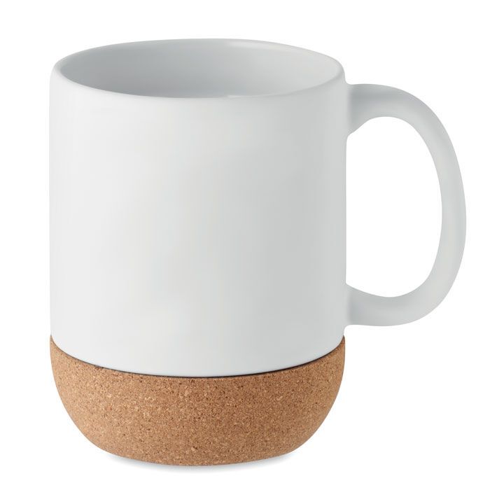 Kaffeebecher mit Kork 300 ml MATT - weiß-739