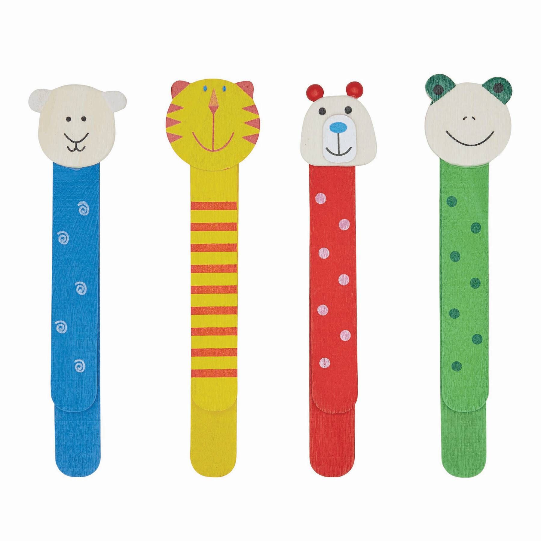 Holz-Lesezeichen FUNNY ANIMALS, 4-fach sortiert, Preis pro Stück - bunt-142