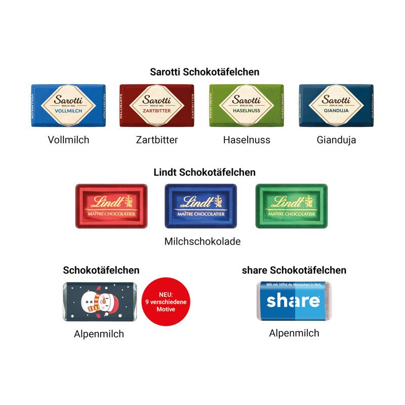 Täfelchen Adventskalender ECO, Graspapier, Papierblister, Lindt Schokotäfelchen-318