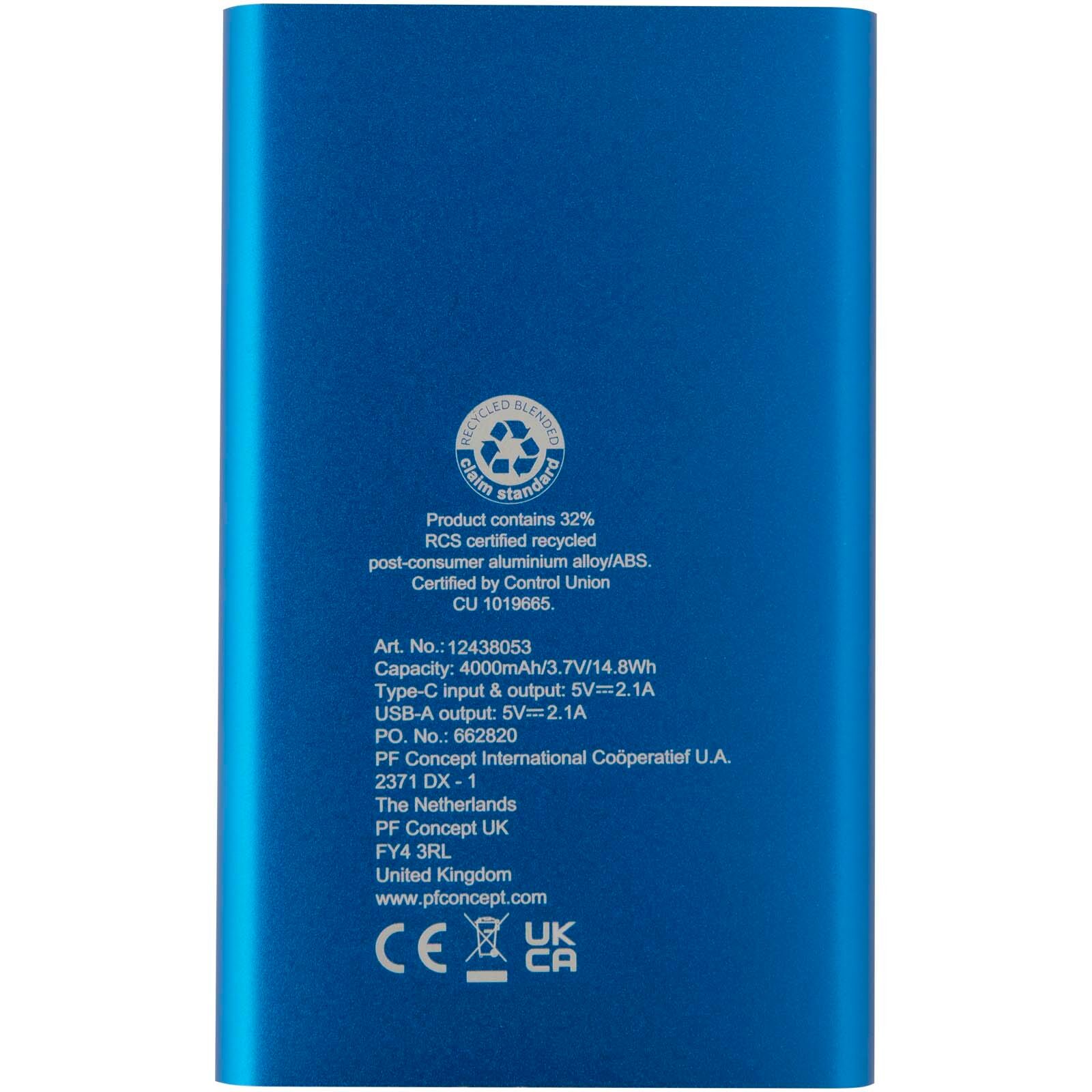 Pep 4000 mAh Type-C Powerbank aus recyceltem Aluminium  - royalblau-182