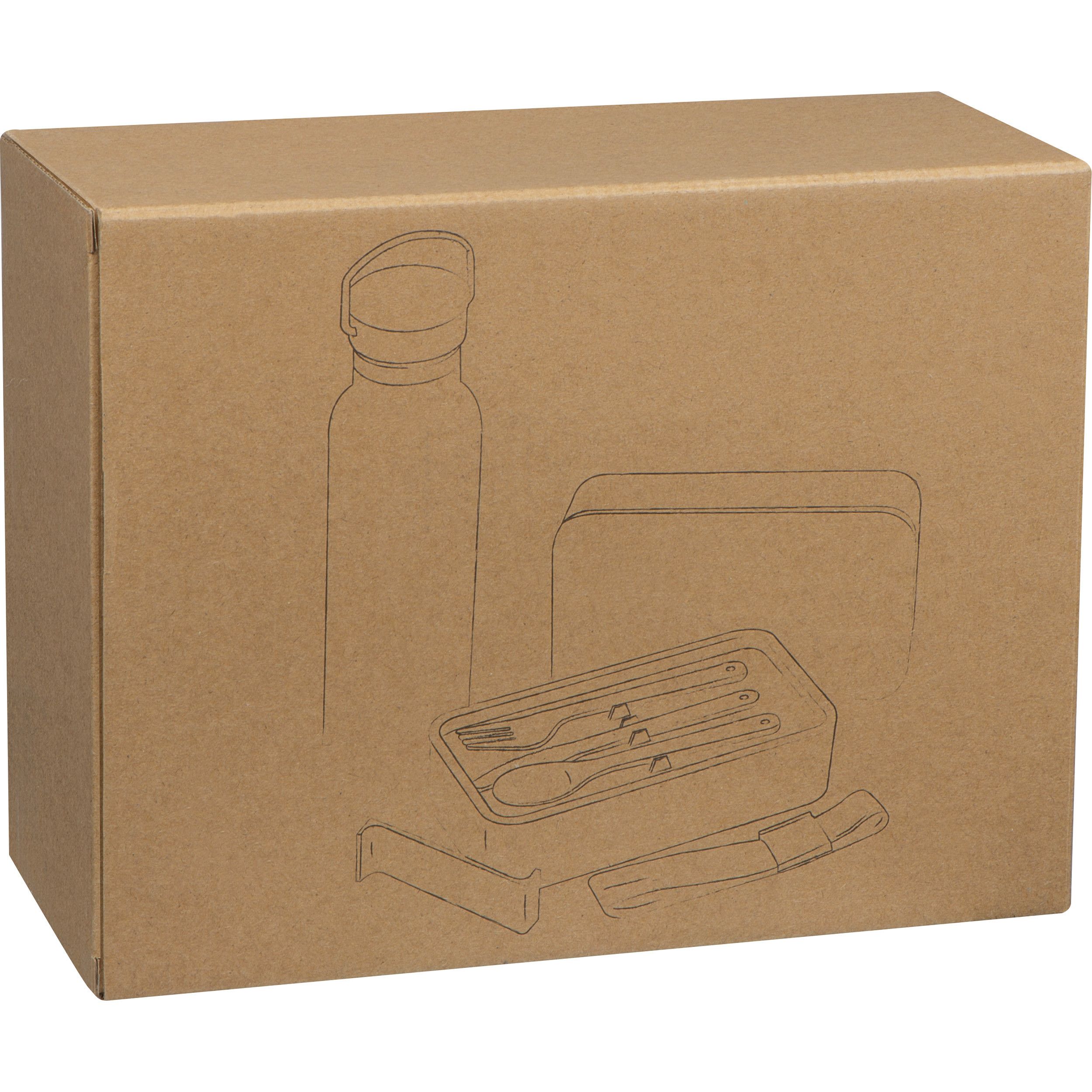 Set aus Lunchbox und Trinkflasche - schwarz-947
