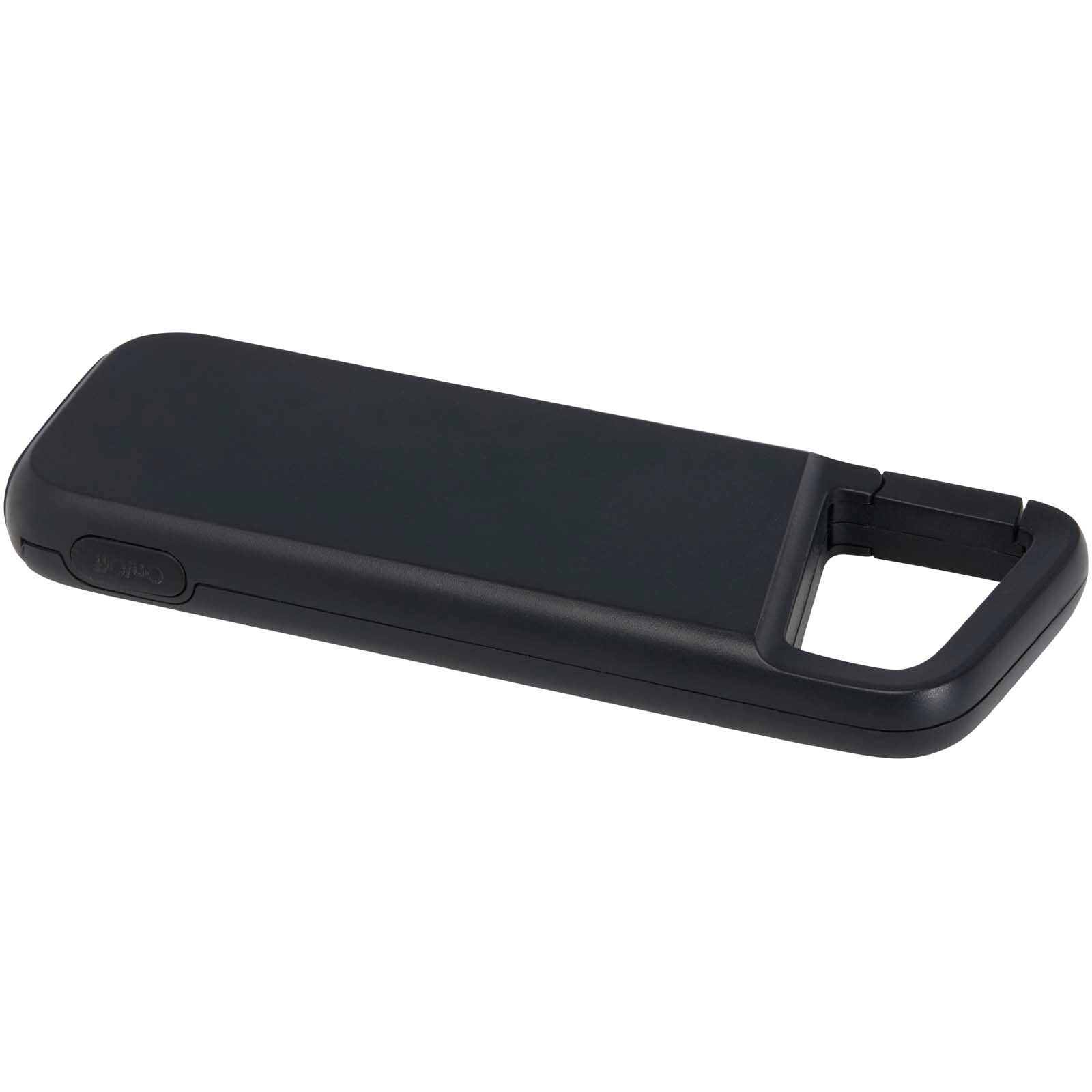 Alkes 12 W 5.000 mAh wasserfeste Powerbank aus recyceltem Kunststoff mit Karabinerhaken - schwarz-297