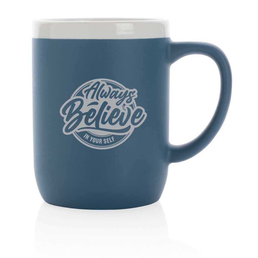 Keramiktasse mit weißem Rand, 300ml - blau-133