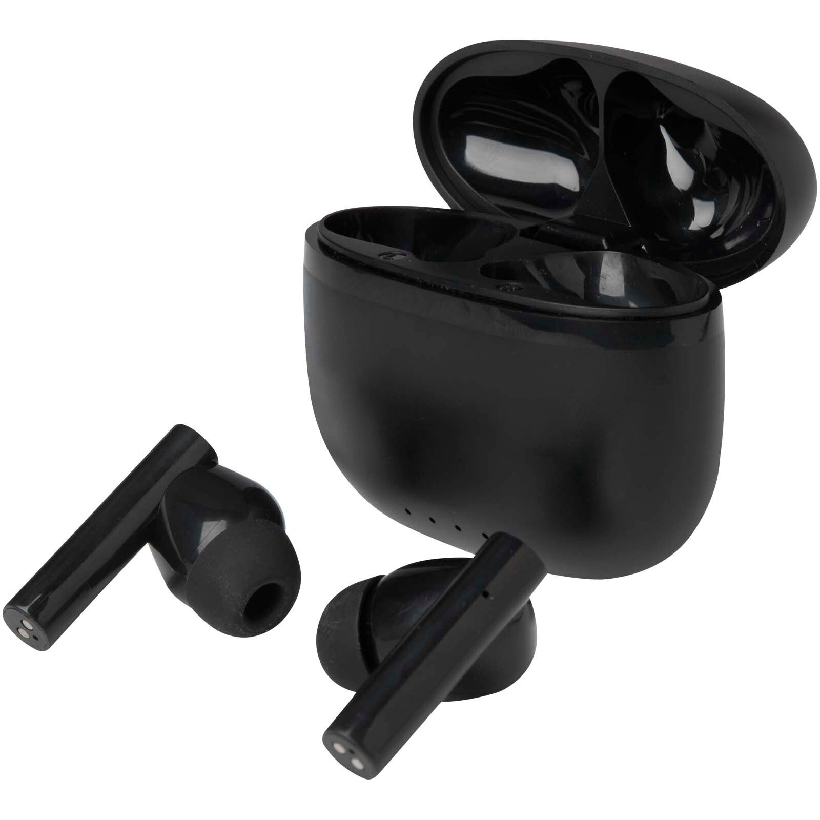 Alterf True Wireless Bluetooth Headset aus recyceltem Kunststoff mit Silikon-Ohrstöpseln - schwarz-888