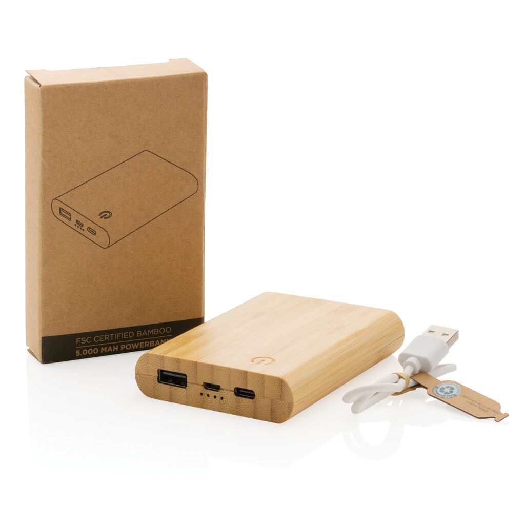 5.000mAh Bambus-Powerbank - braun-725