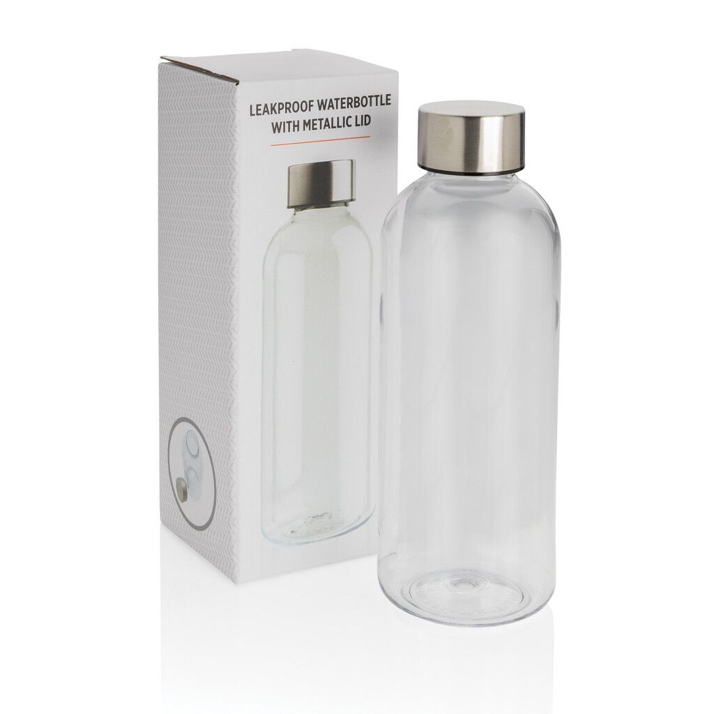 Auslaufsichere Trinkflasche mit Metalldeckel - transparent-321