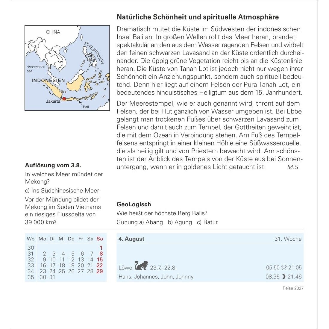 Reise Tagesabreißkalender-857