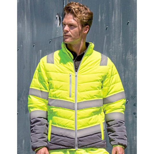 Men´s Soft Padded Safety Jacket - fluorescent yellow - grey-725