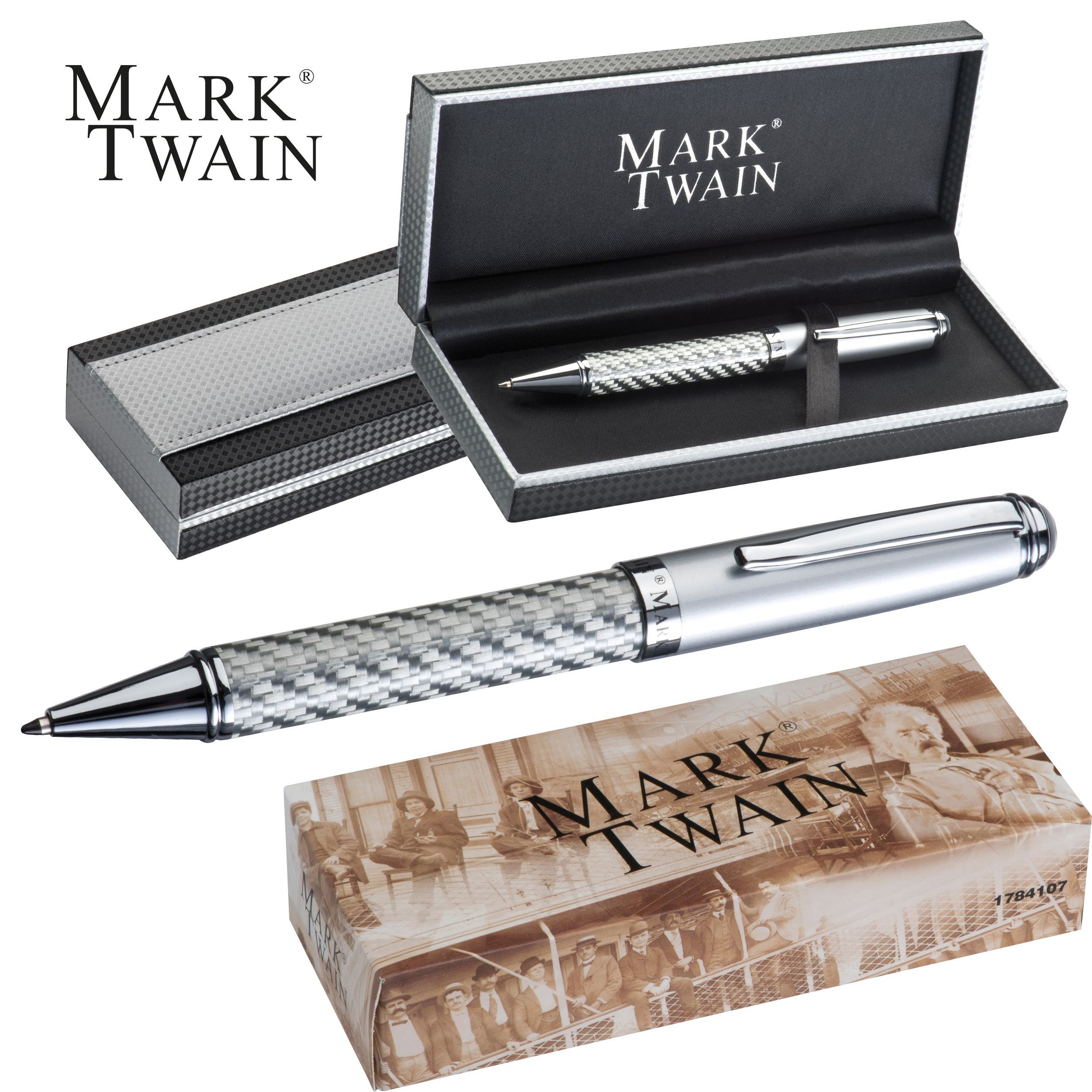Mark Twain Kugelschreiber aus Metall - silbergrau-934