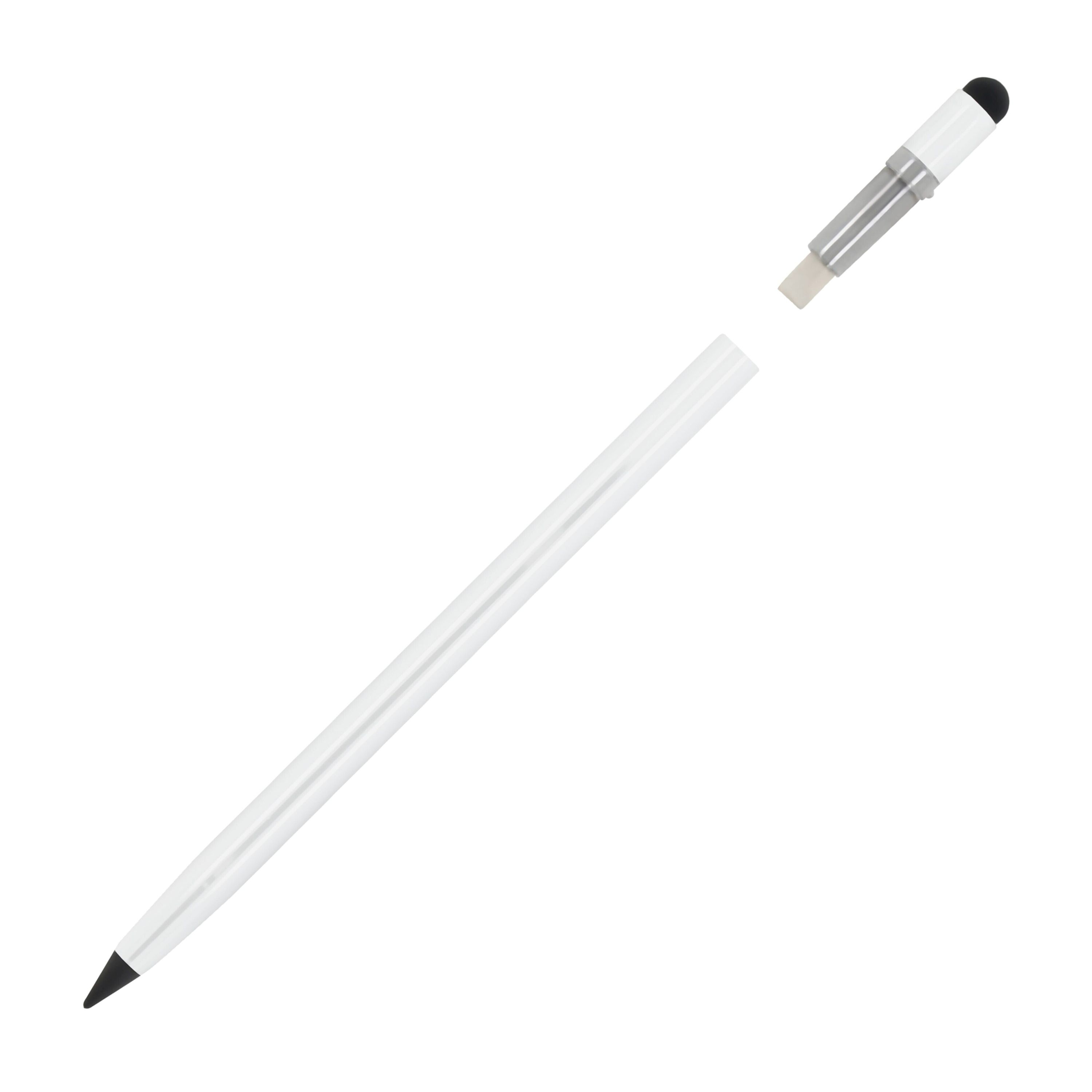 Langlebiger Aluminiumbleistift mit Radiergummi - weiss-60