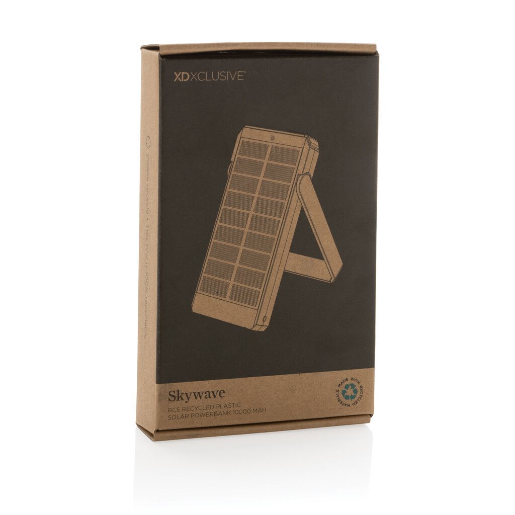 Skywave 10000mAh Solarpowerbank aus RCS recycelt. Kunststoff - schwarz-994