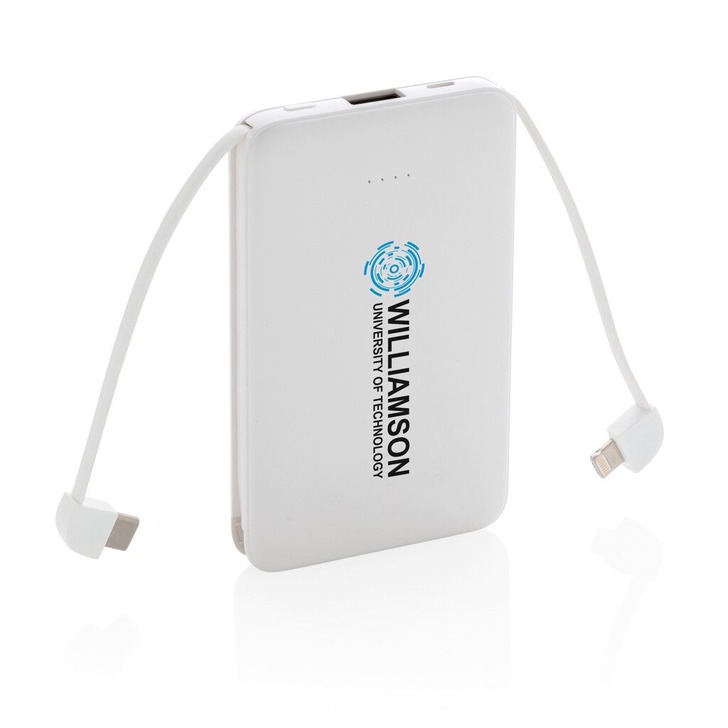5.000 mAh Powerbank mit integriertem Kabel - weiß-660