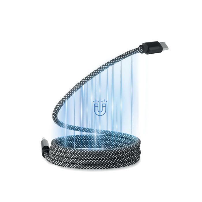 Magnetisches Kabel RPET BRAID - weiß - schwarz-5