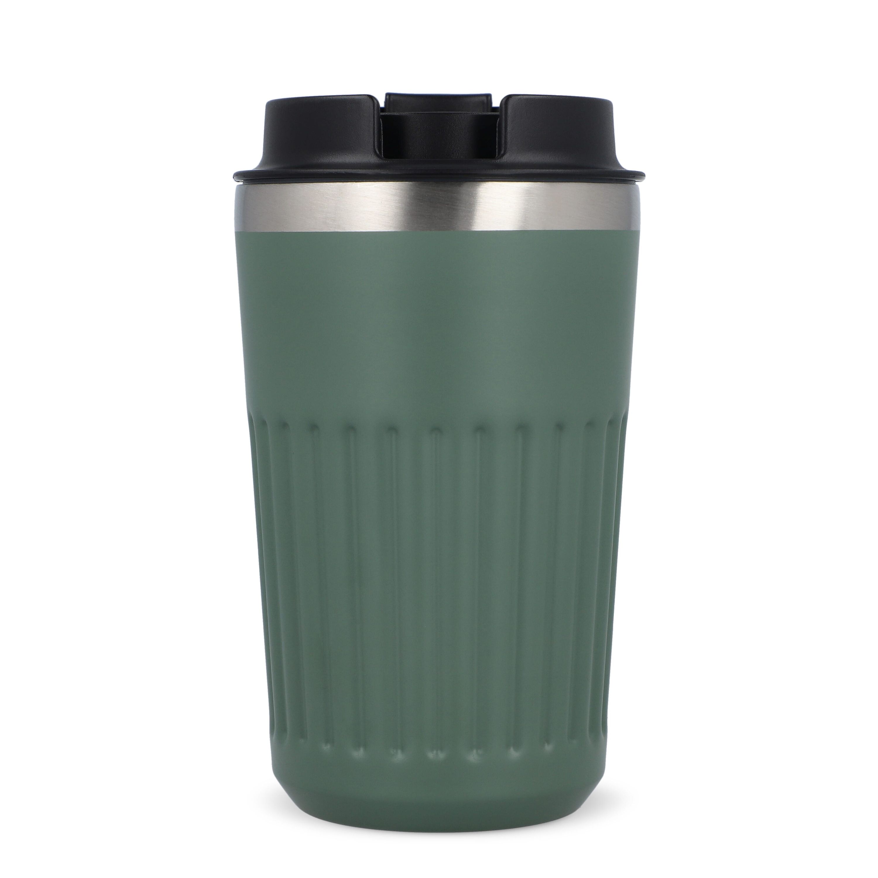 Recycelter Edelstahl-Thermobecher für Kaffee zum Mitnehmen, 400 ml - olivgrün-391