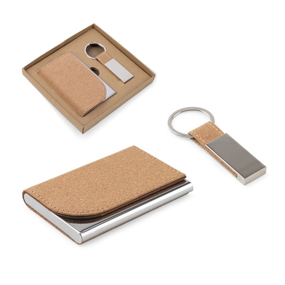 GOSLING Set Kartenhalter & Schlüsselhalter aus Metall & Kork - natur-230