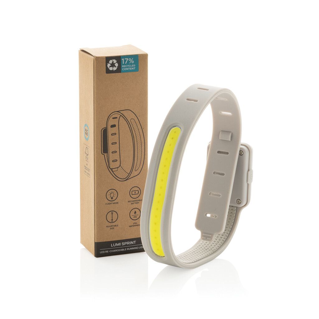 Lumi Sprint wiederaufladbares LED Lauflicht aus RCS rec. ABS - grau-519