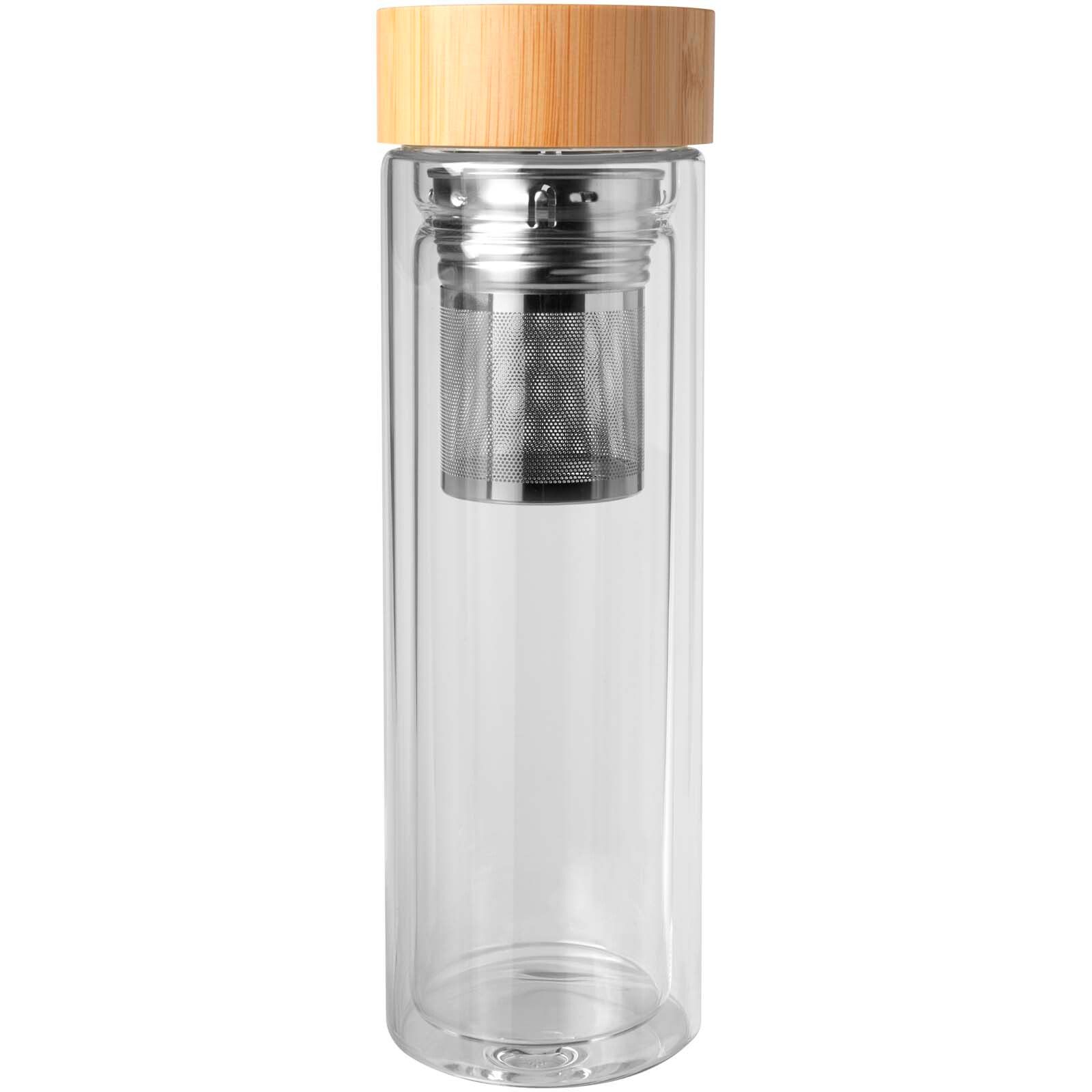 Bailey 400 ml Flasche aus Borosilikatglas mit Infuser und Bambusdeckel - transparent klar-774