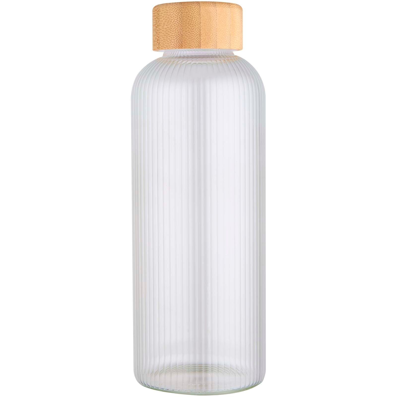 Mirage 650 ml einwandige Trinkflasche aus Borosilikatglas mit Bambusdeckel - transparent-959