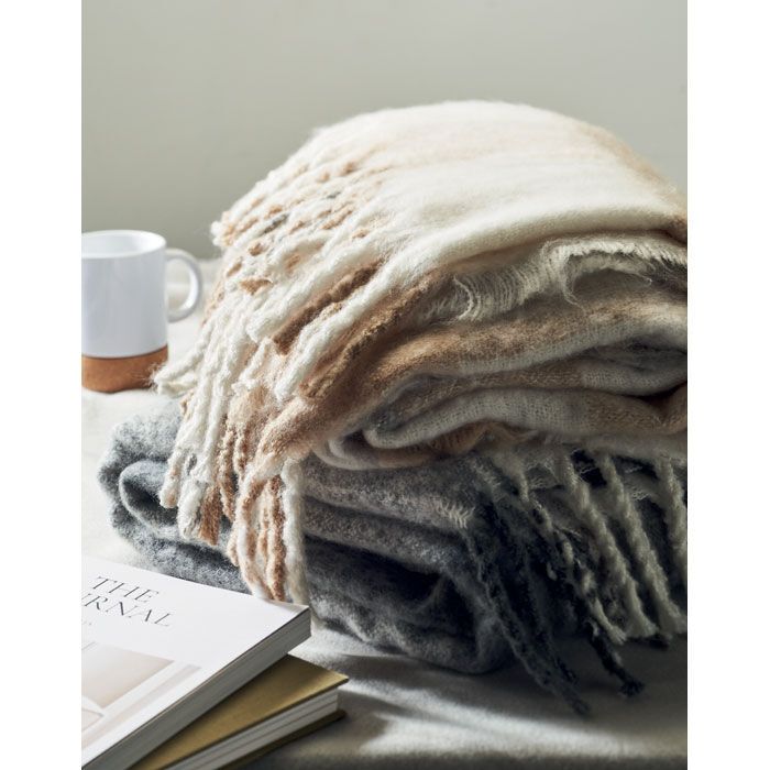 Karierte Mohair-Decke QUET - beige-271