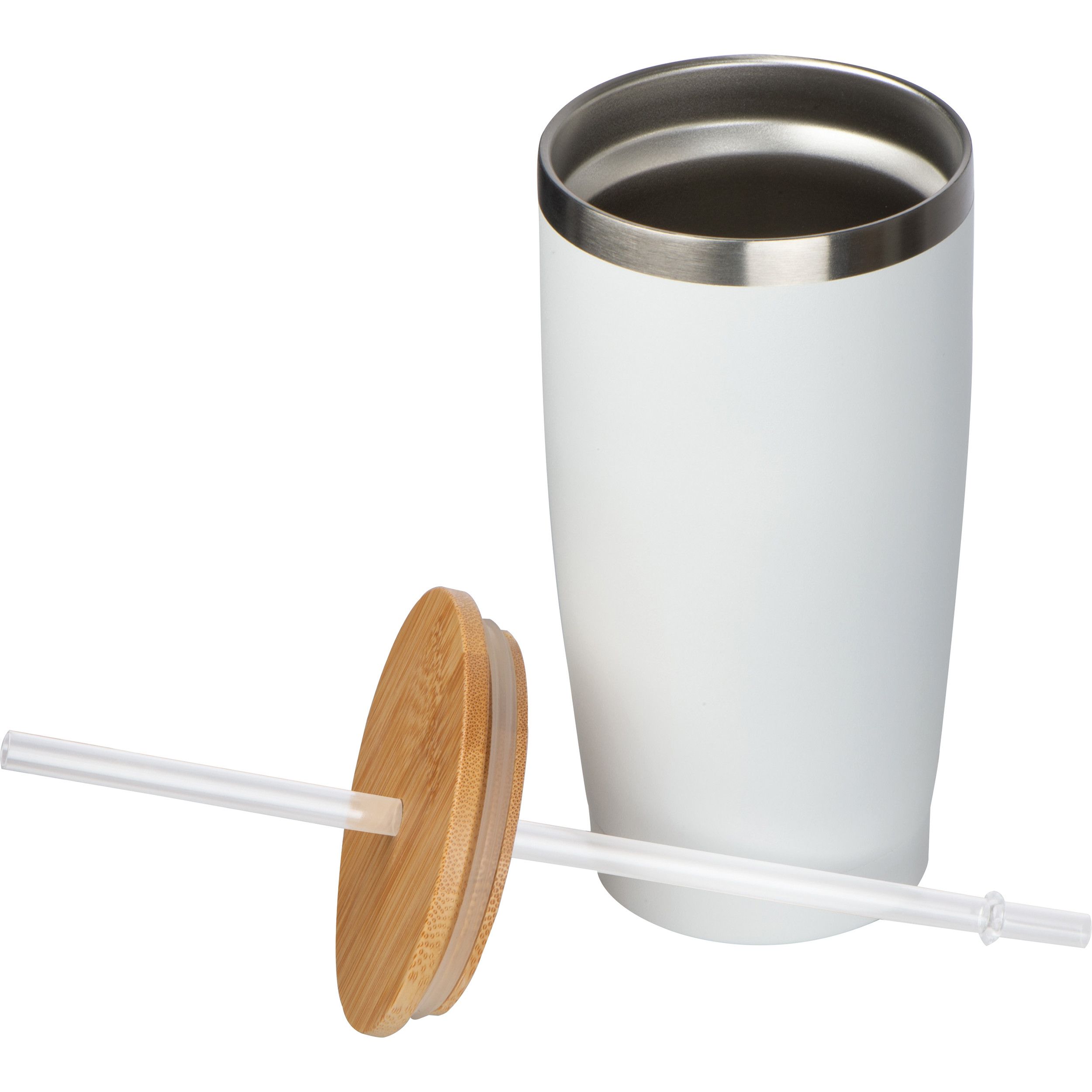 To Go Becher mit Trinkhalm  - weiß-524