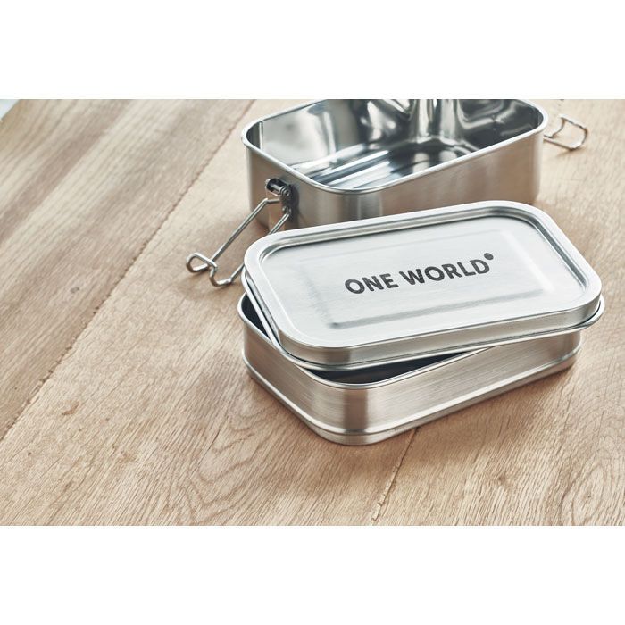 Lunchbox aus Edelstahl DOUBLE CHAN - mattsilber-355