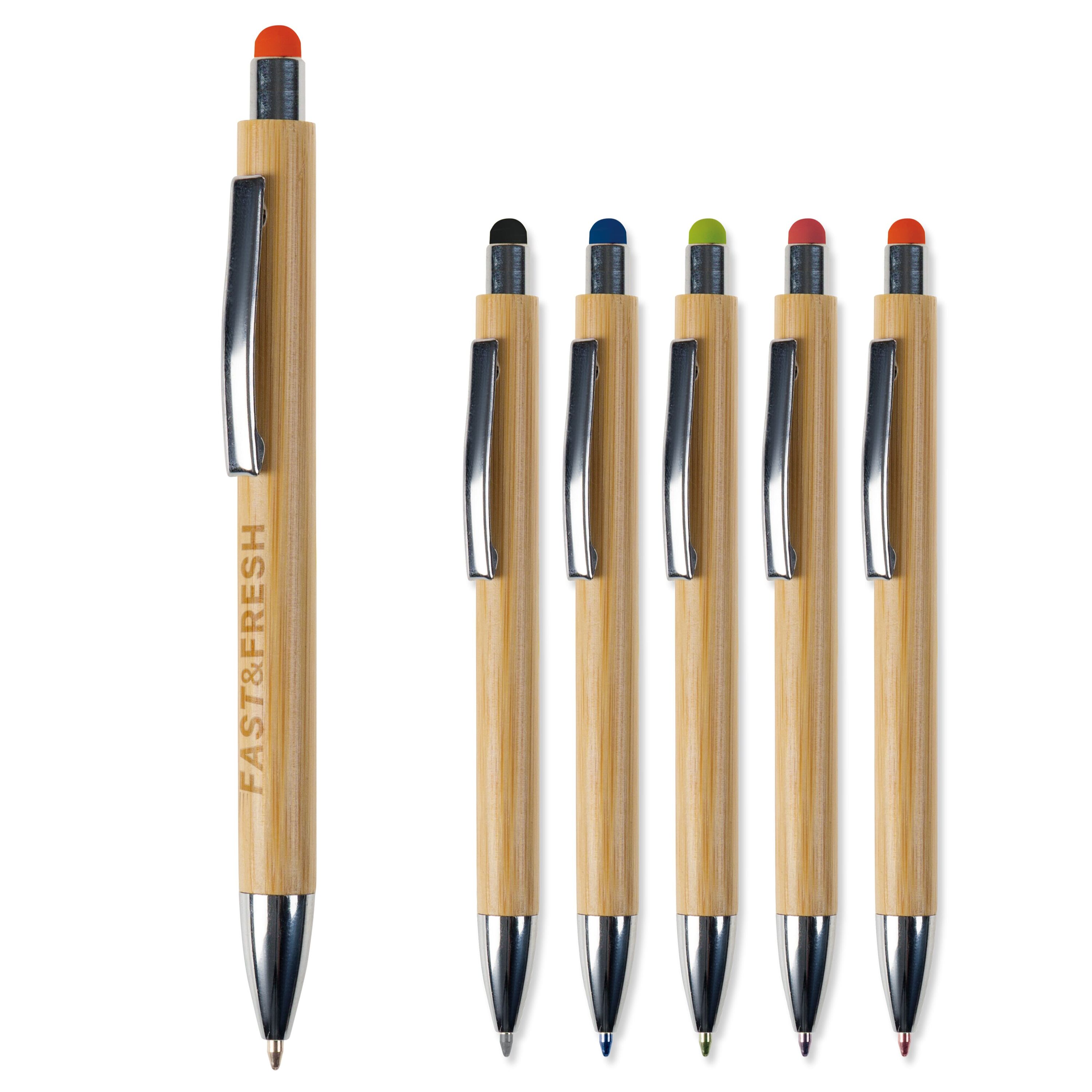 Bambus Kugelschreiber New York mit Touchpen - rot-946