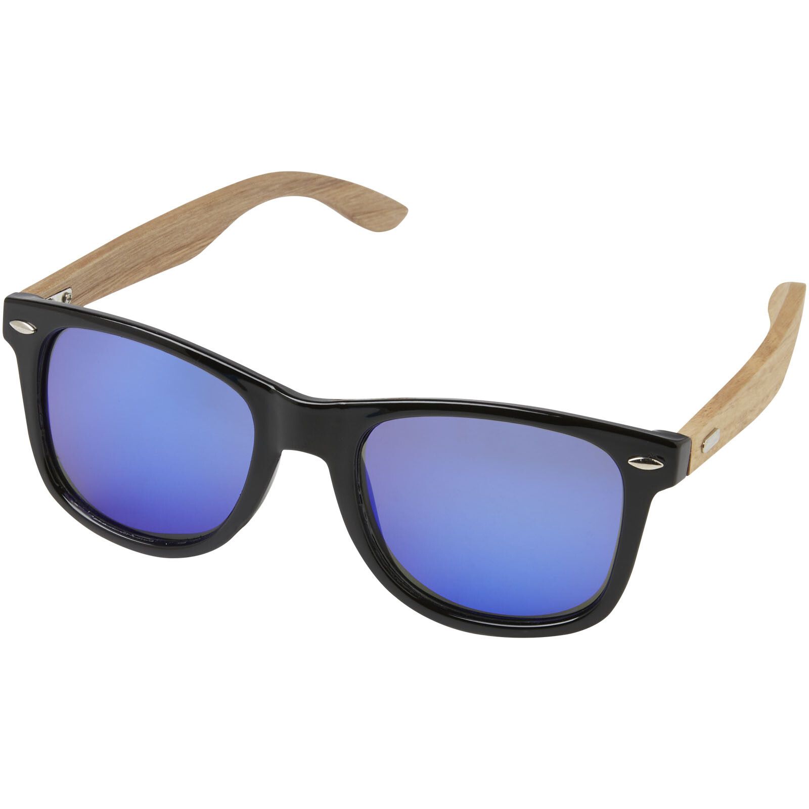 Hiru verspiegelte polarisierte Sonnenbrille aus rPET/Holz in Präsentbox - holz-449