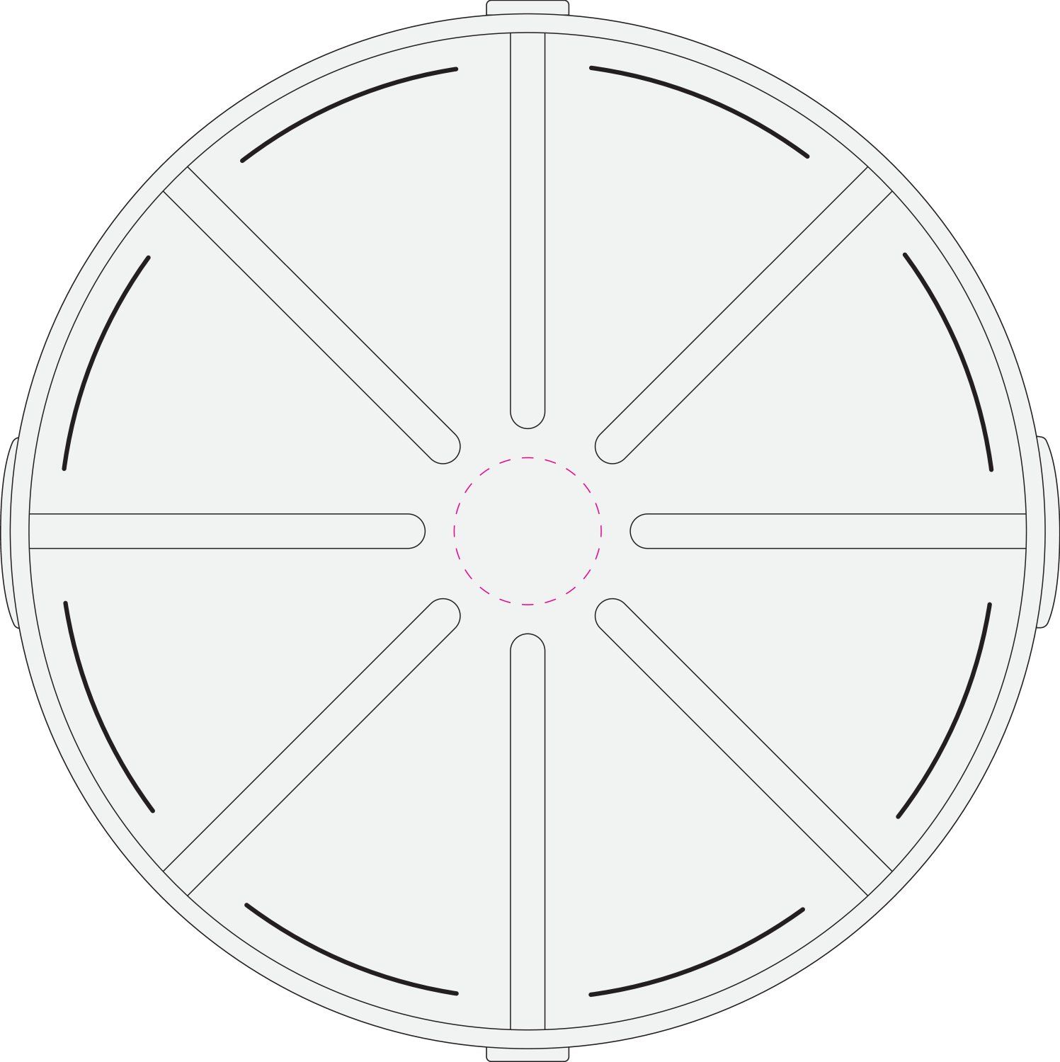 Veredelungsposition mittig auf Deckel