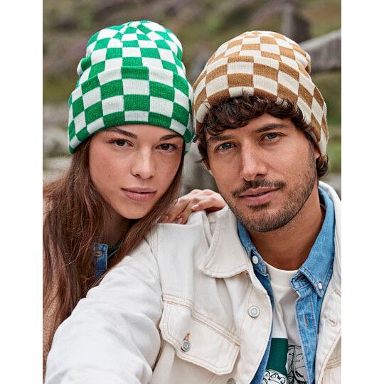 Checkerboard Beanie - black - soft white-182