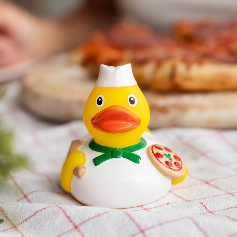 Quietsche-Ente Pizzabäcker - bunt-877