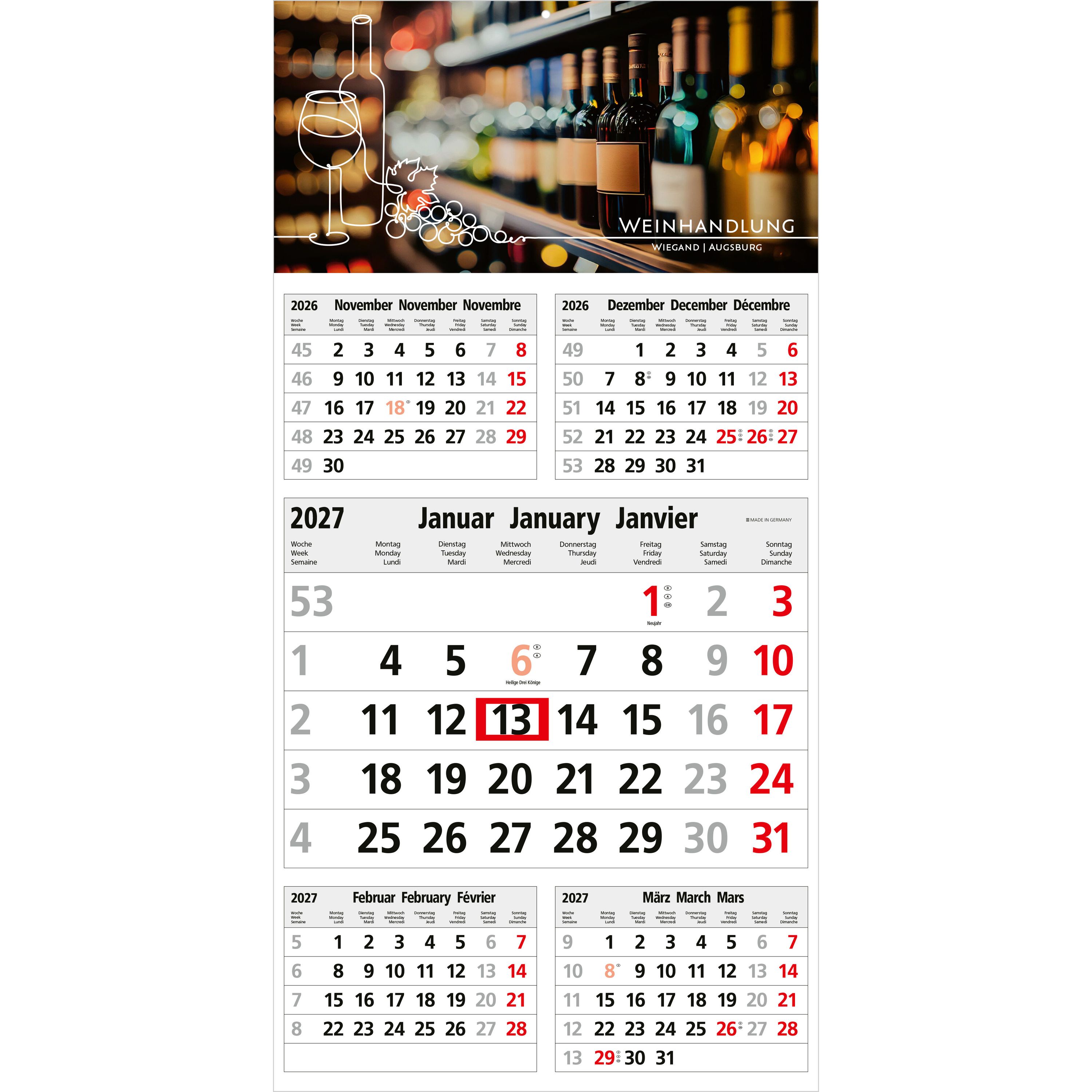5-Monatskalender Einblatt Commerce 5 Post A-613