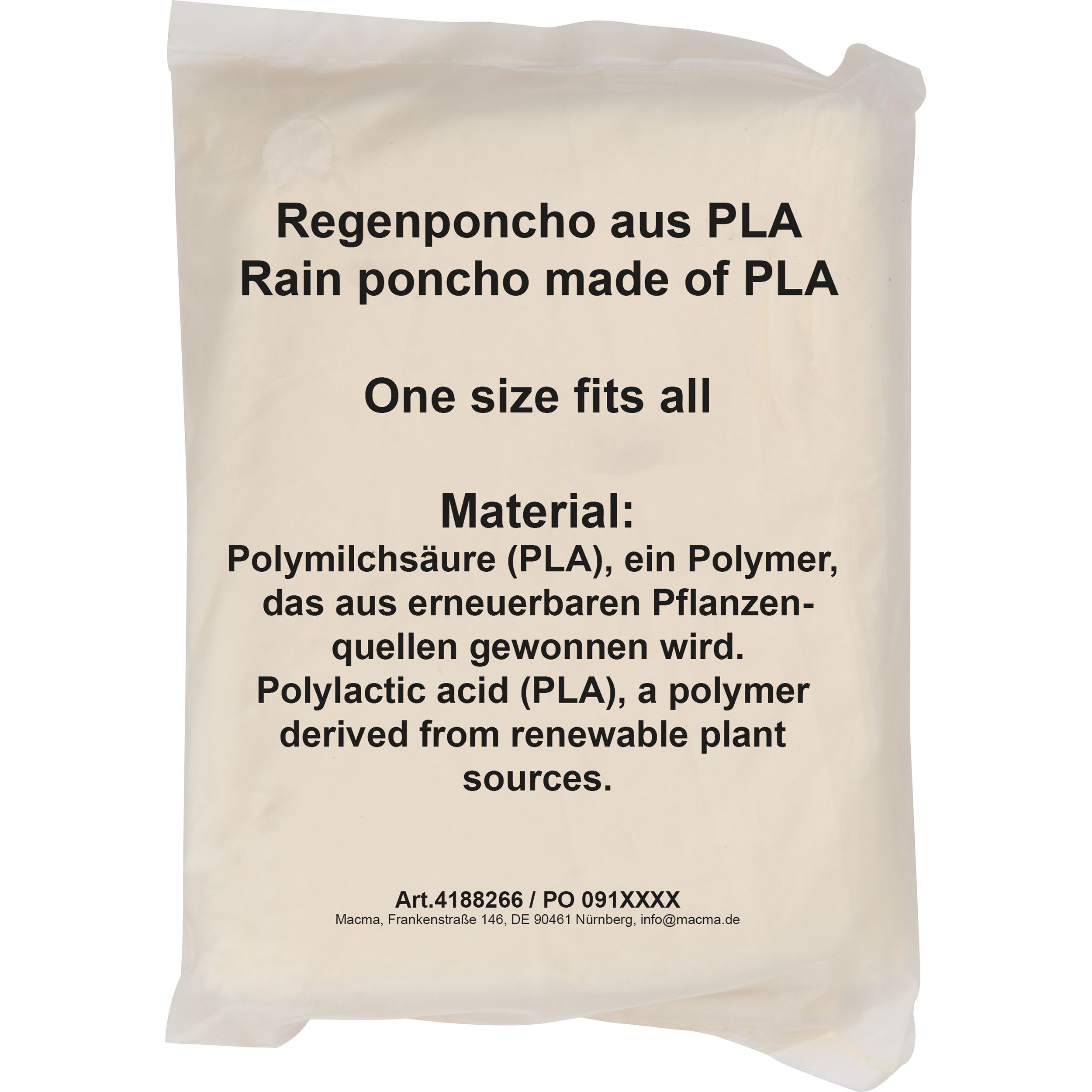 Kompostierbarer Regenponcho Fleurus - transparent-414