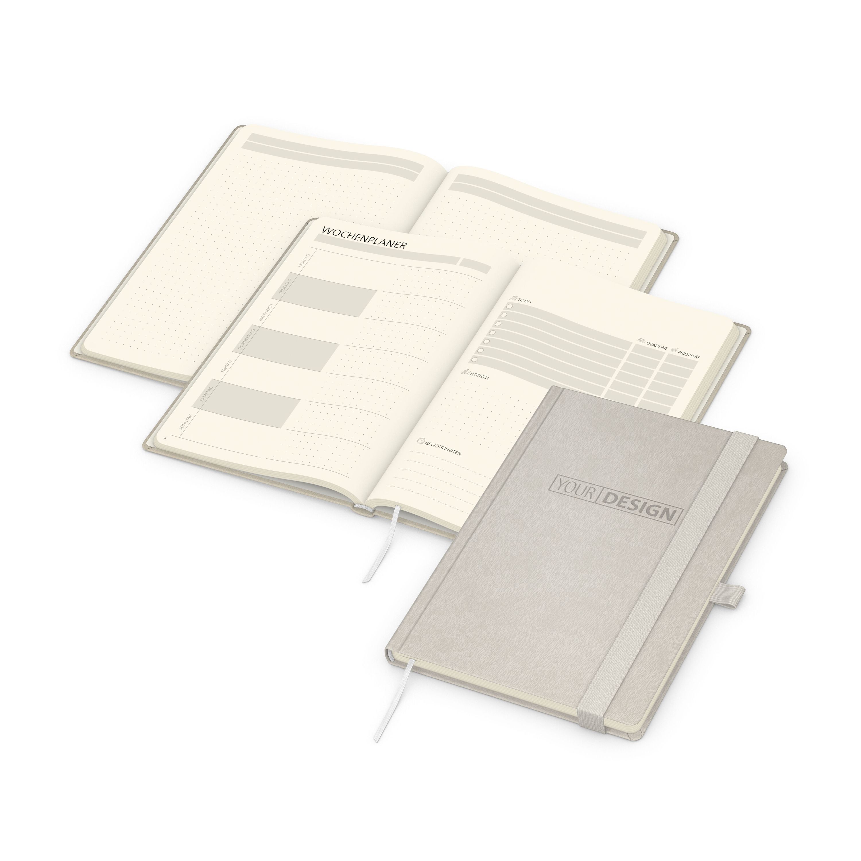 Notizbuch orgaLine Mainbook, Creme, steingrau-893
