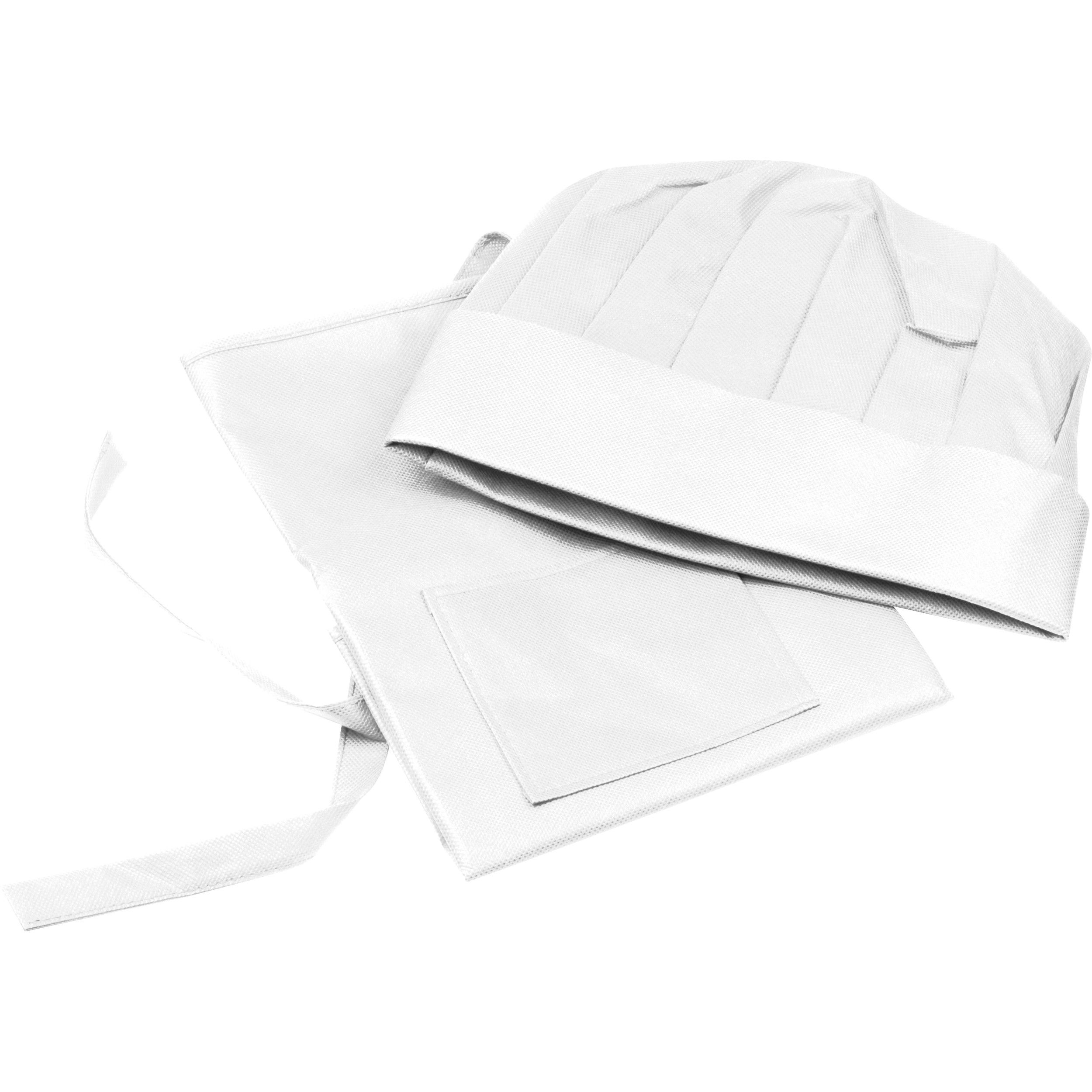 Non Woven Kinderkoch-Set (Schürze + Mütze)  - weiß-849