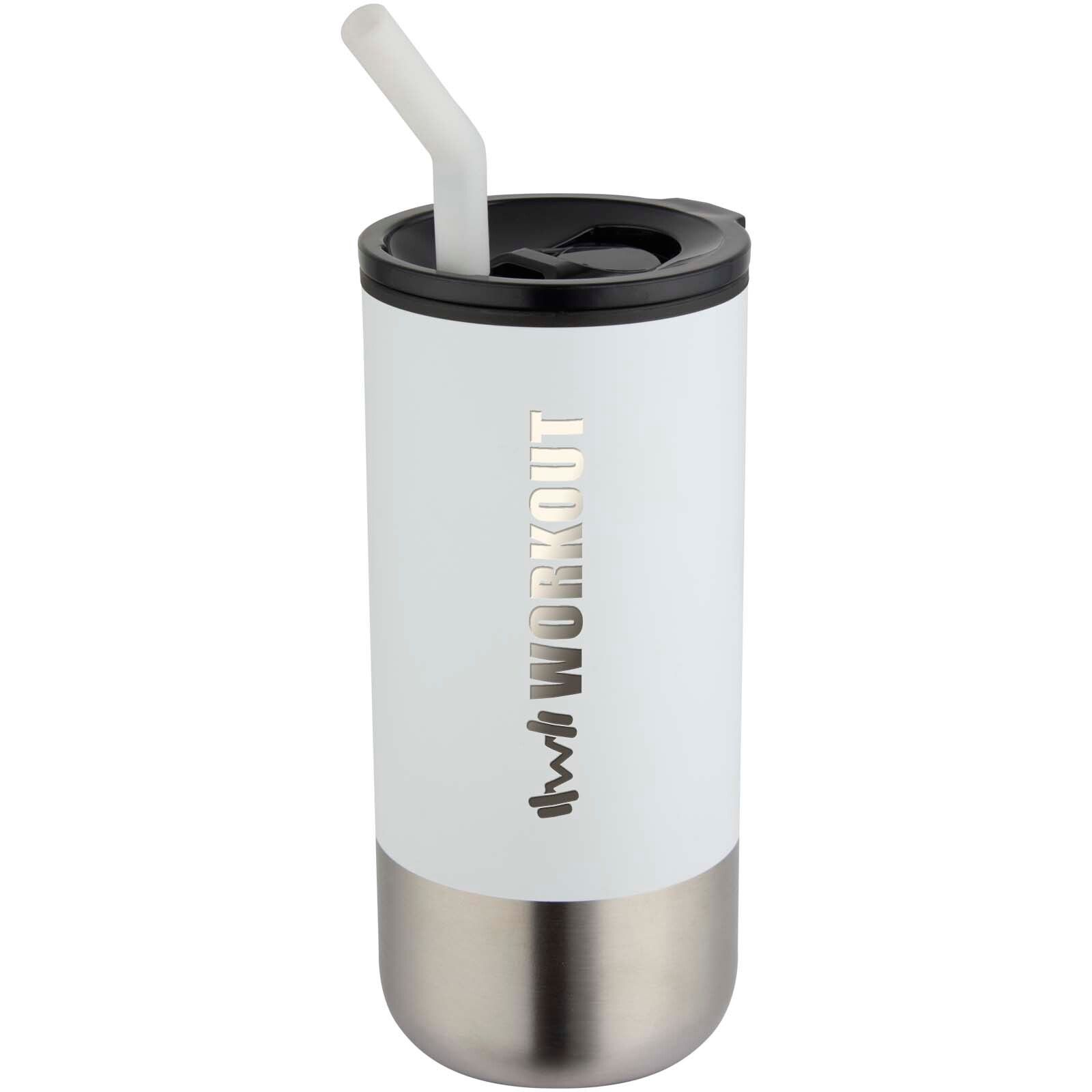 Grayson 480 ml RCS recycelter Isolierbecher mit Trinkhalm - weiss-419