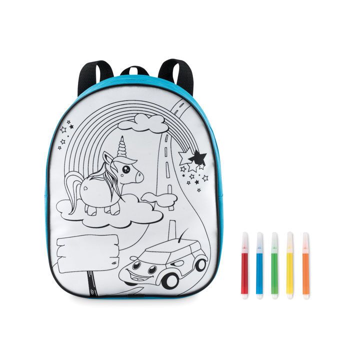 Rucksack mit 5 Filzstiften BACKSKETCHY - türkis-65