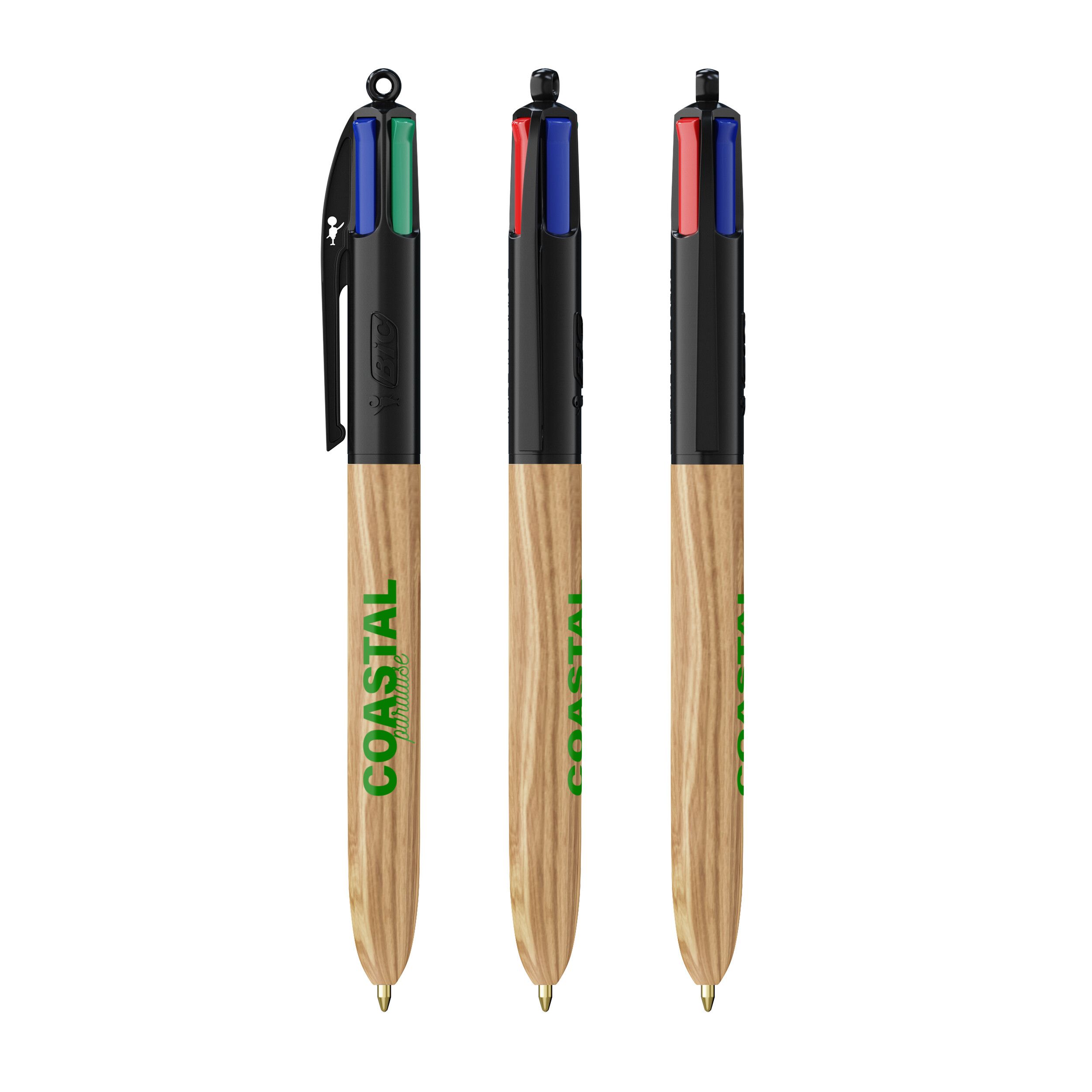 BIC® 4 Colours® Wood Style - schwarz - naturholz-596