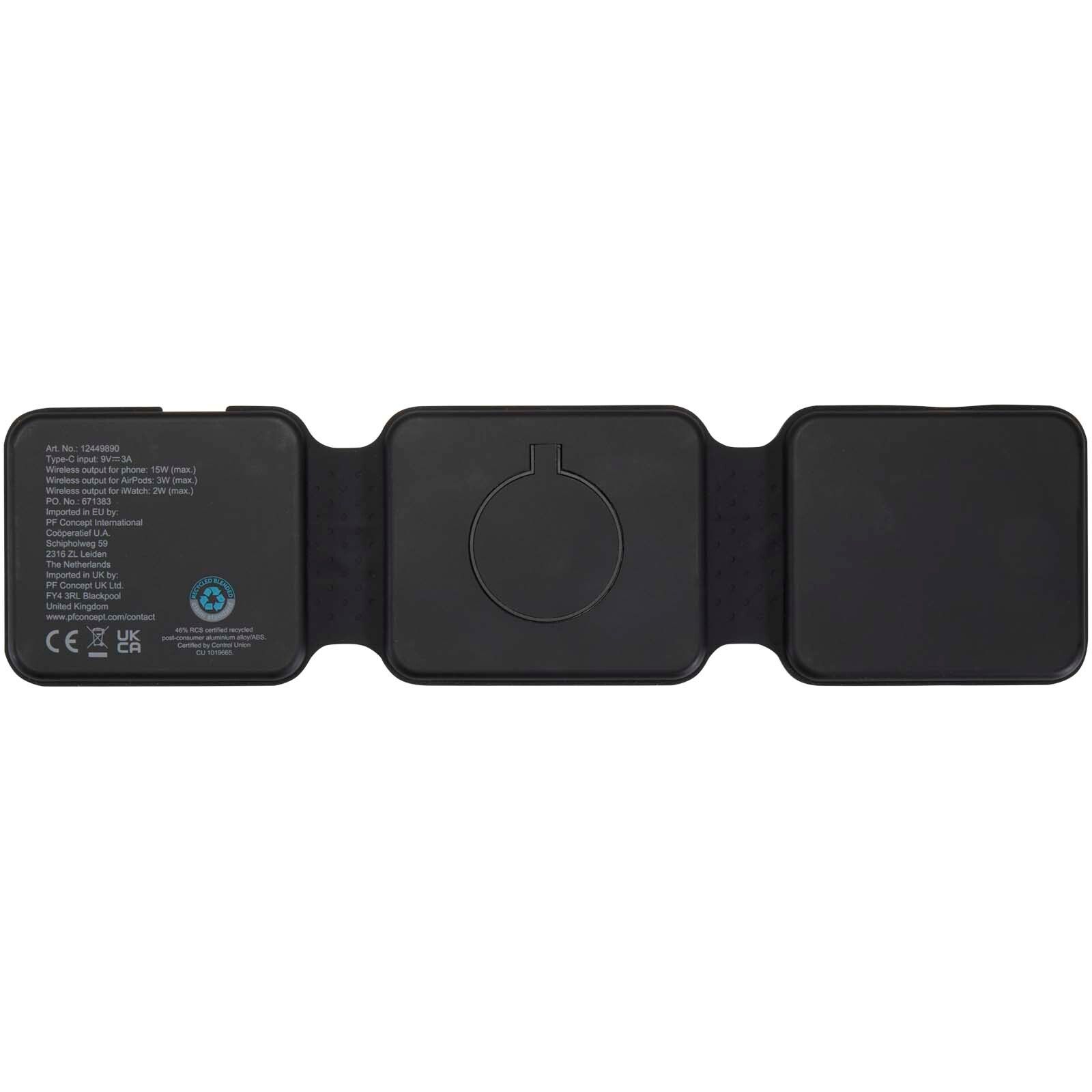 Armus 15 W 3-in-1 zusammenklappbares kabelloses Ladegerät aus recyceltem Kunststoff - schwarz-774