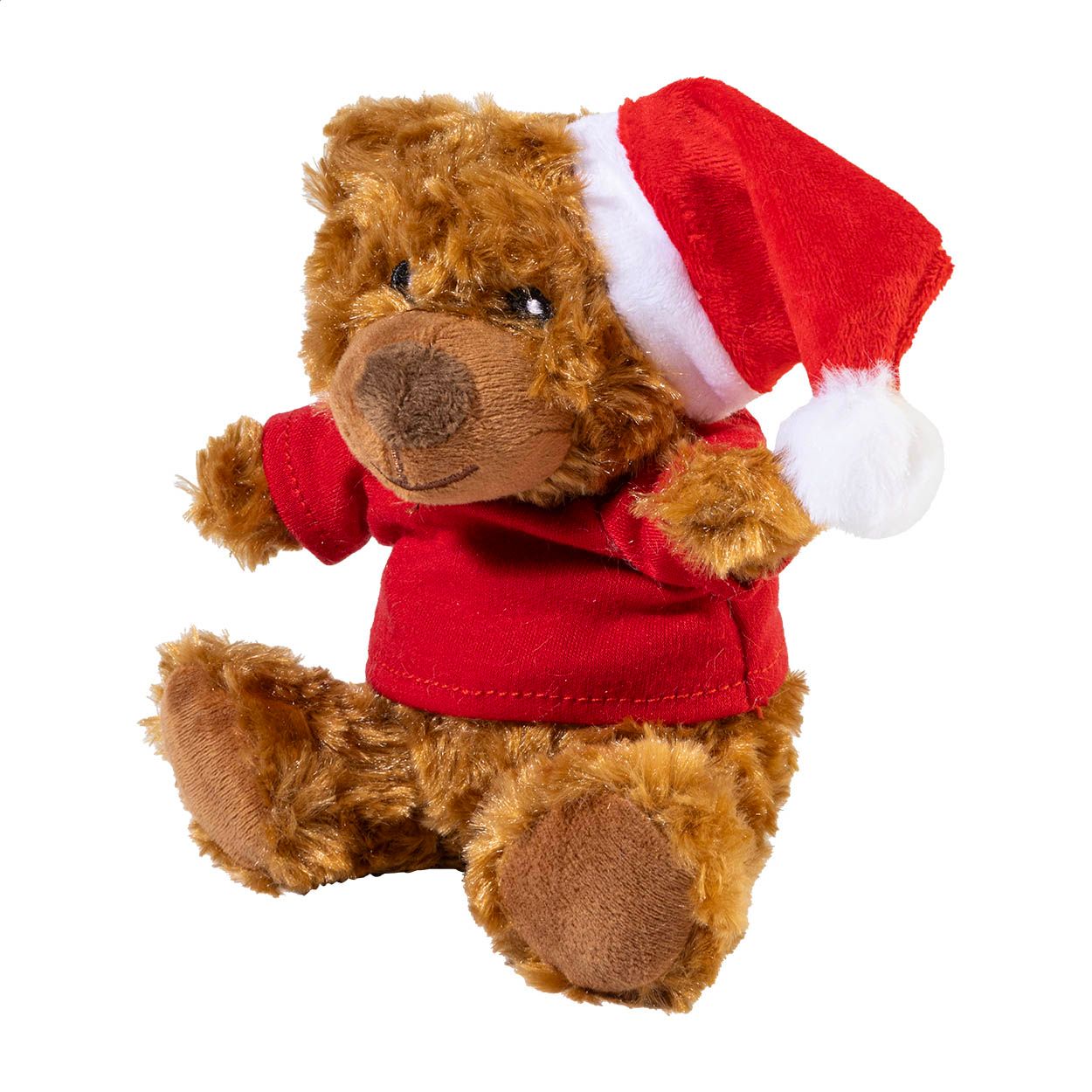 Mjuknalle RPET Plüsch-Weihnachtsteddy - braun - rot-742