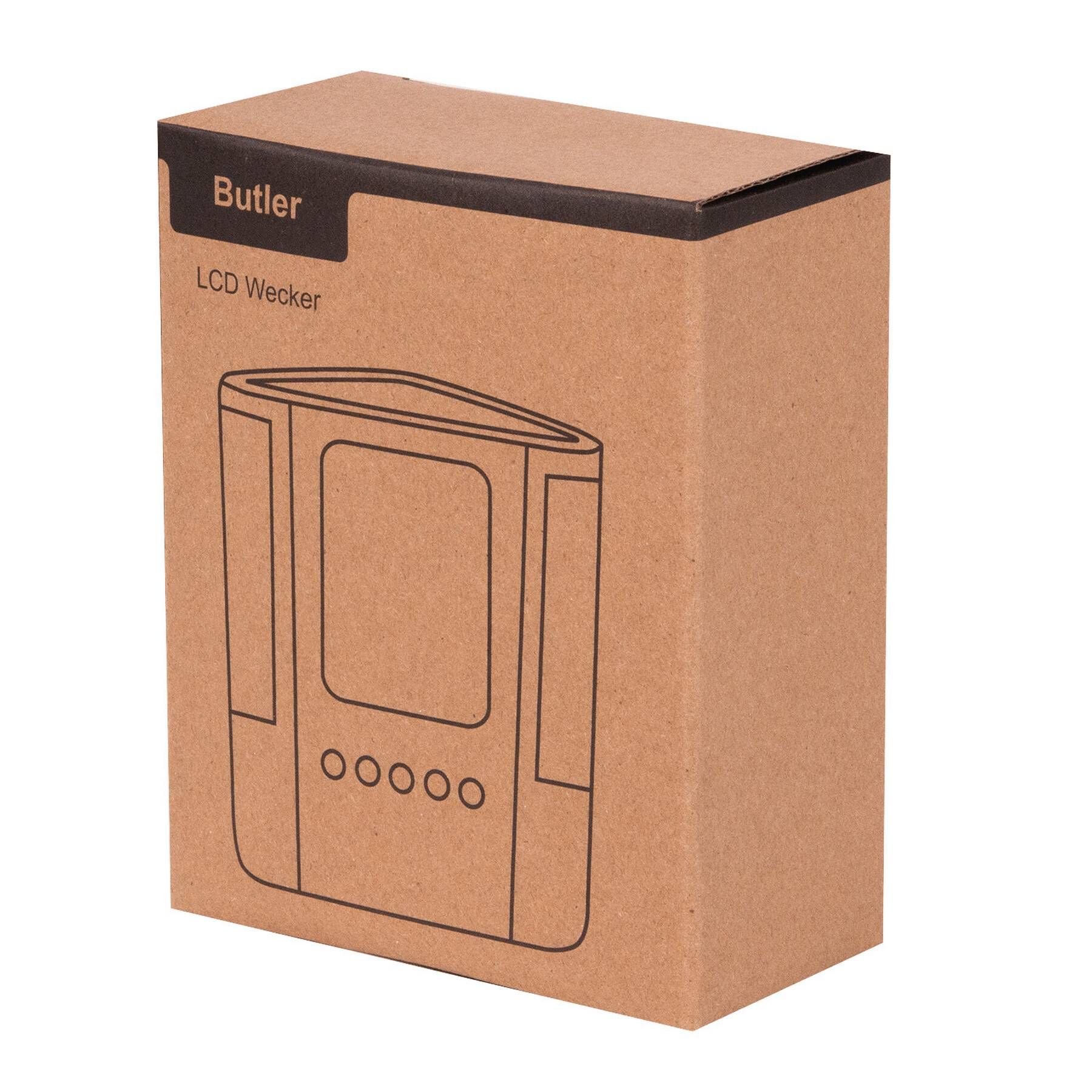 LCD-Wecker BUTLER - schwarz - silber-498