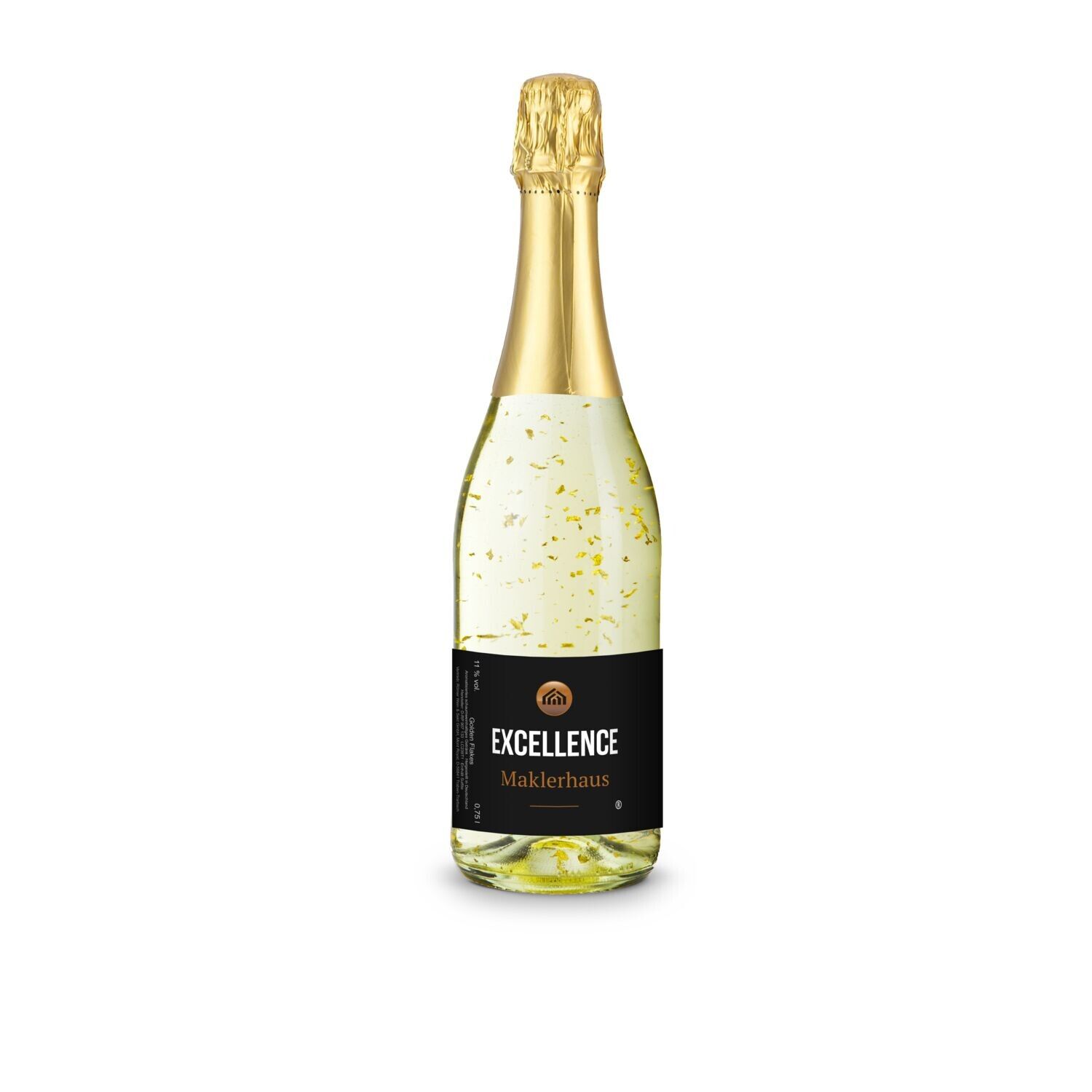 Golden Flakes - Flasche klar, 0,75 l - Kapselfarbe Gold-677