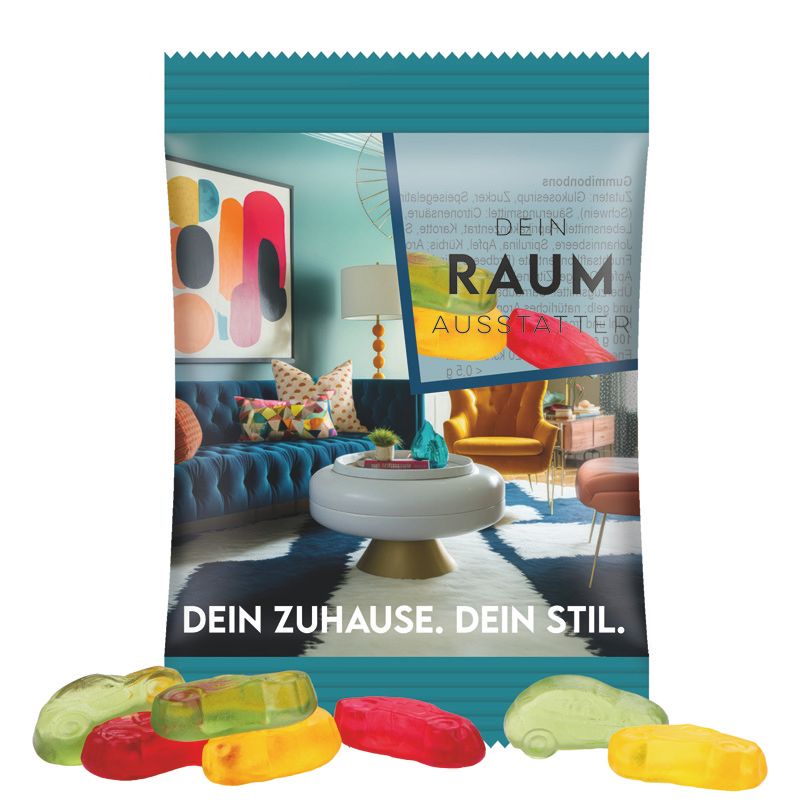Minitüte 15 g, Folie, transparent, Trolli Fruchtgummi Autos-336
