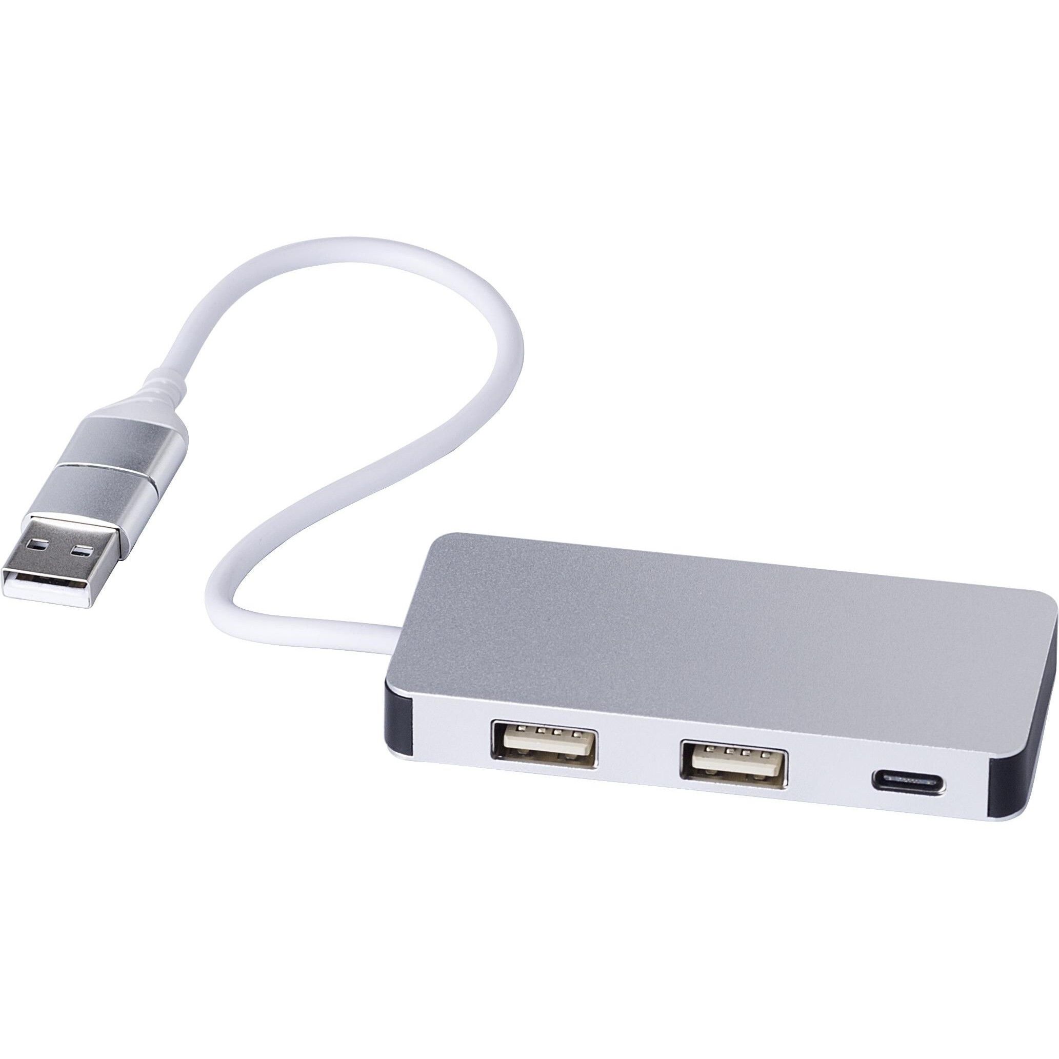 Recycelte Aluminium USB Hub Layton - silber-627