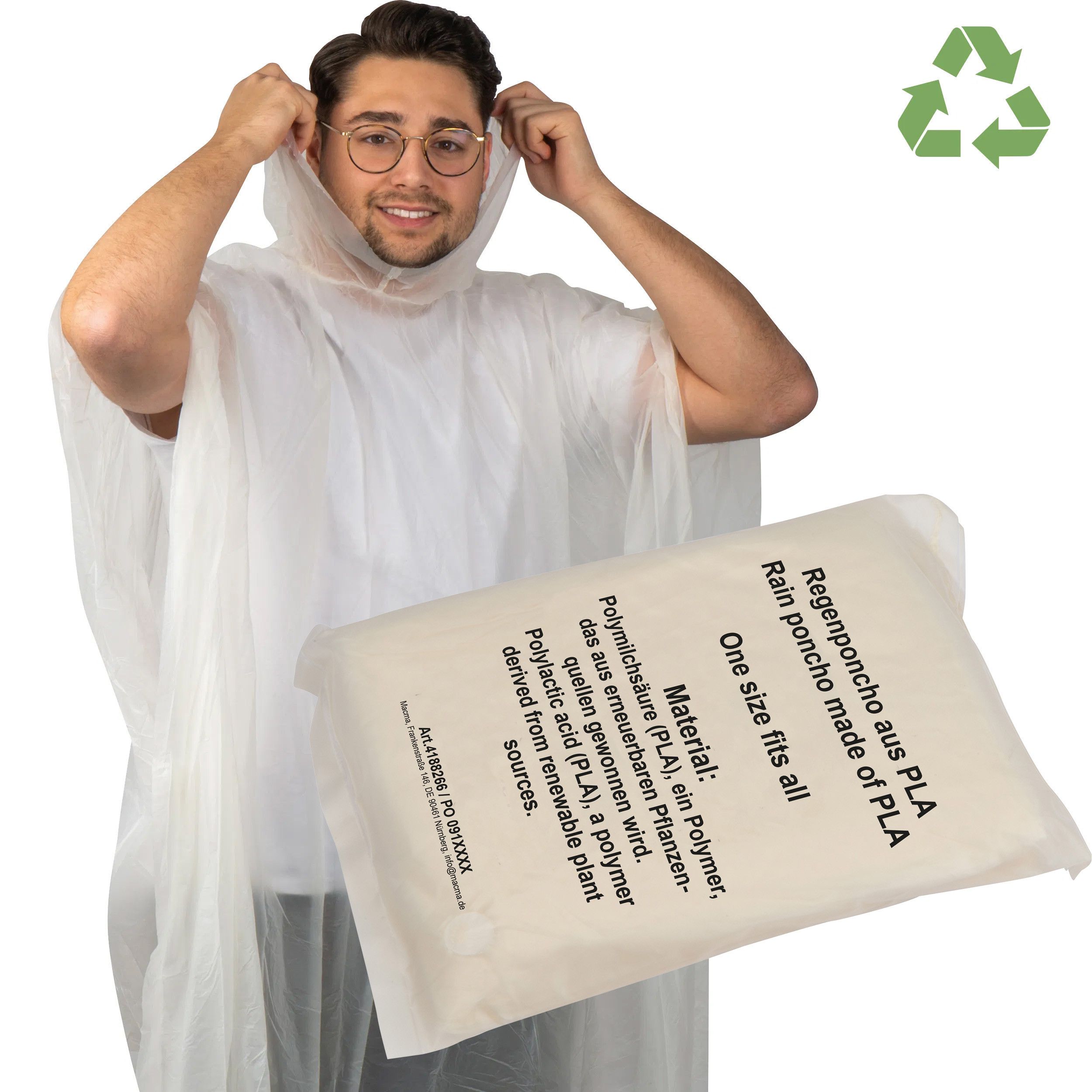 Kompostierbarer Regenponcho Fleurus - transparent-589
