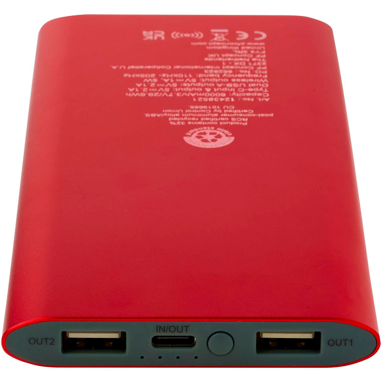 Juice 8000 mAh Typ-C kabellose Powerbank aus recyceltem Aluminium - rot-552